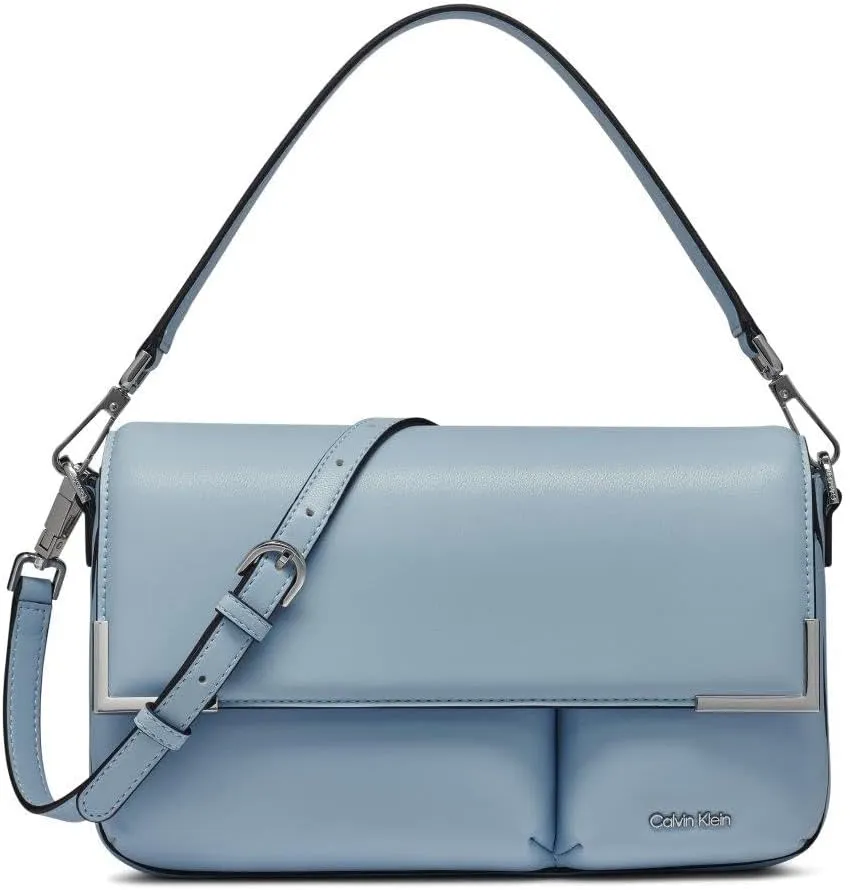 Calvin Klein Mica Organizational Flap Demi Shoulder Bag & Crossbody, Dusty Blue, One Size