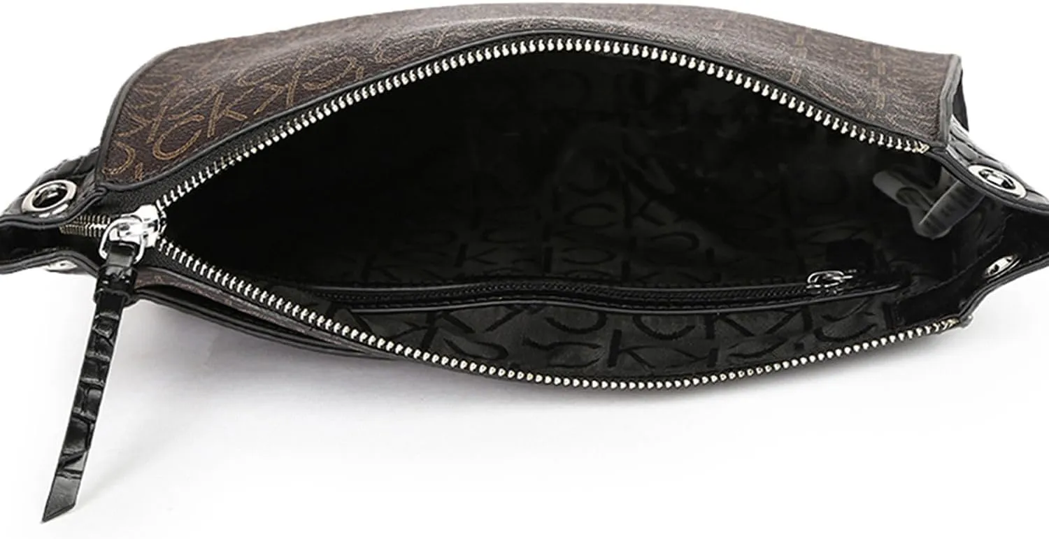 Calvin Klein Reyna Crossbody, Brown/Khaki/Black Logo