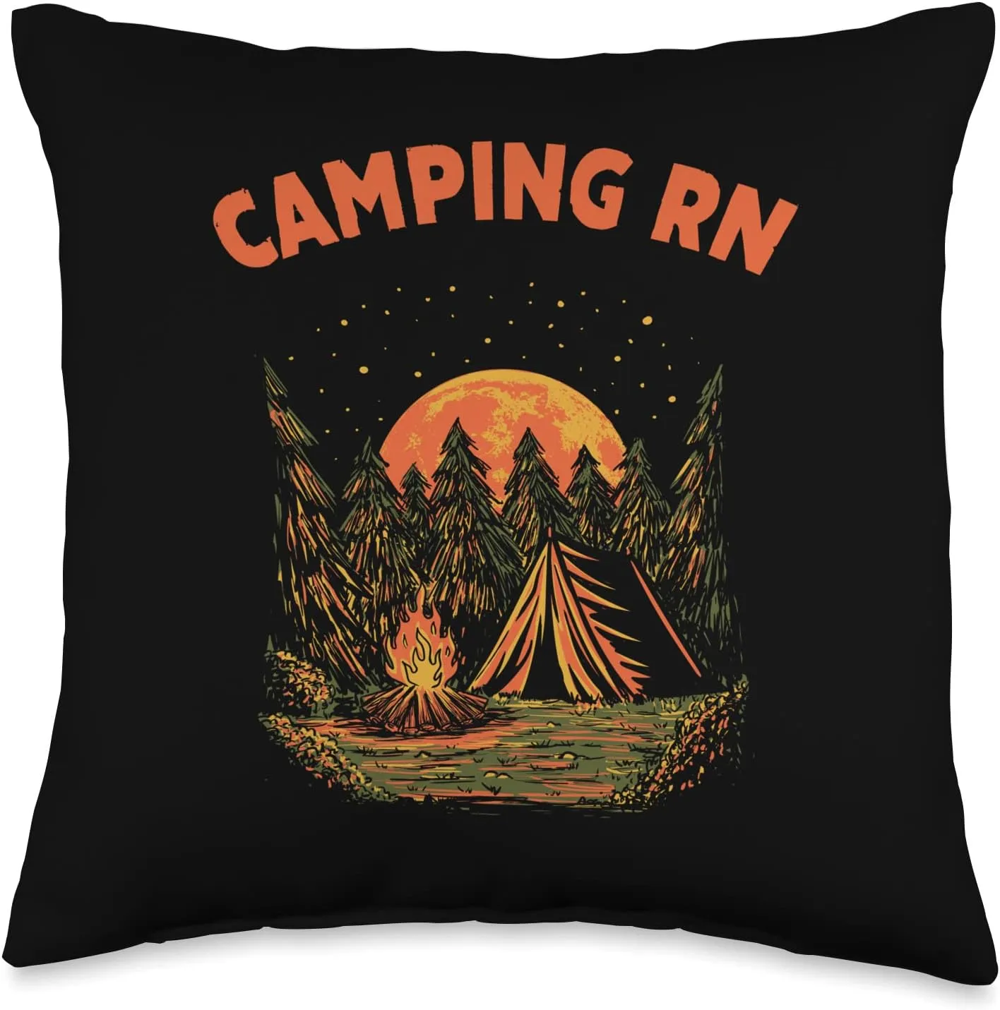Camping RN Camper Forest Camp Jungle Vacation Wildlife Throw Pillow