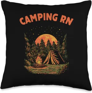 Camping RN Camper Forest Camp Jungle Vacation Wildlife Throw Pillow