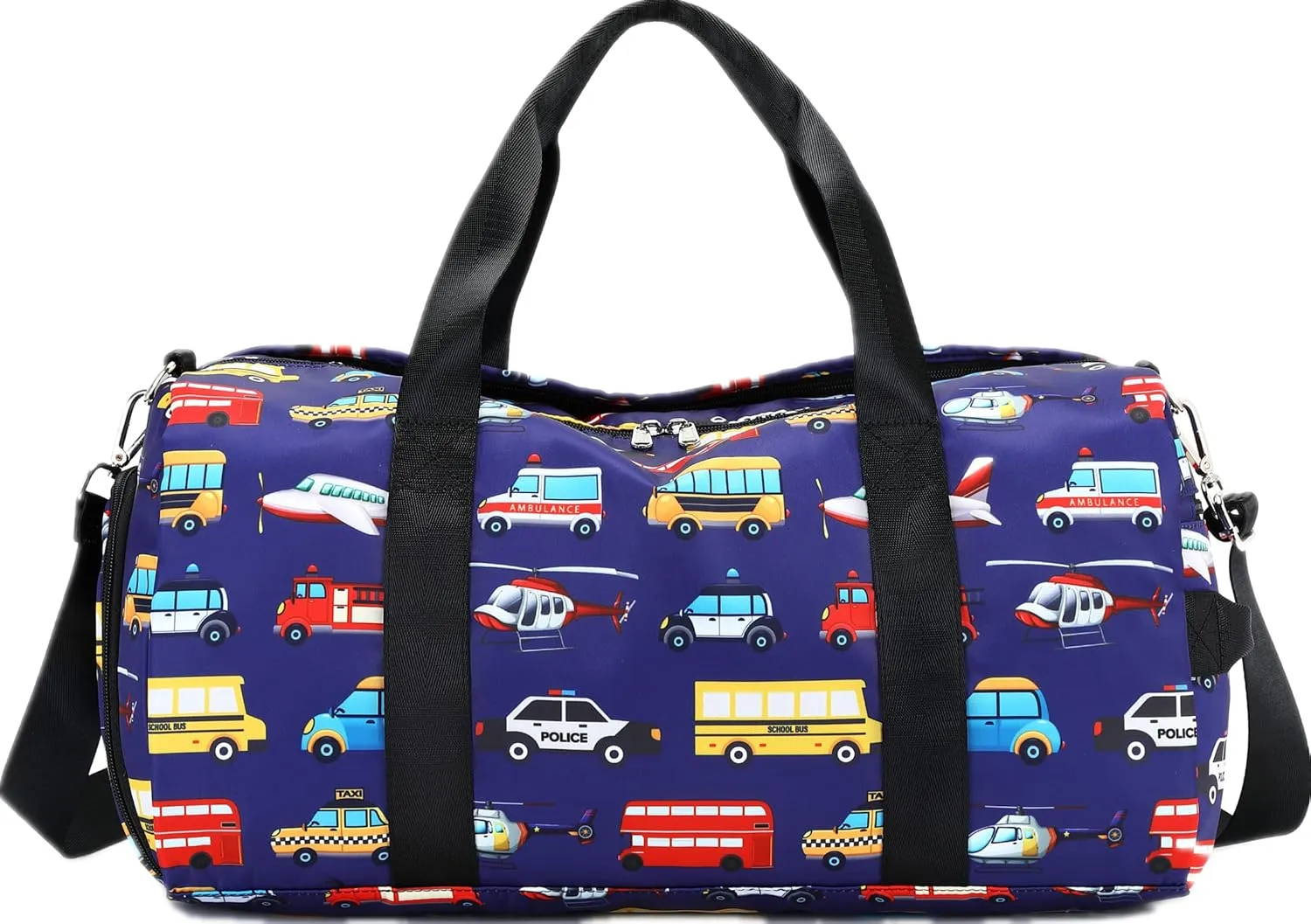 CAMTOP Kids Duffel Overnight Bag for Boys and Girls Carry-On Size Tote for Travel Duffle Gym Sport (Car Plane-Dark Blue) 18.1"L* 9.1" H* 8.7"W