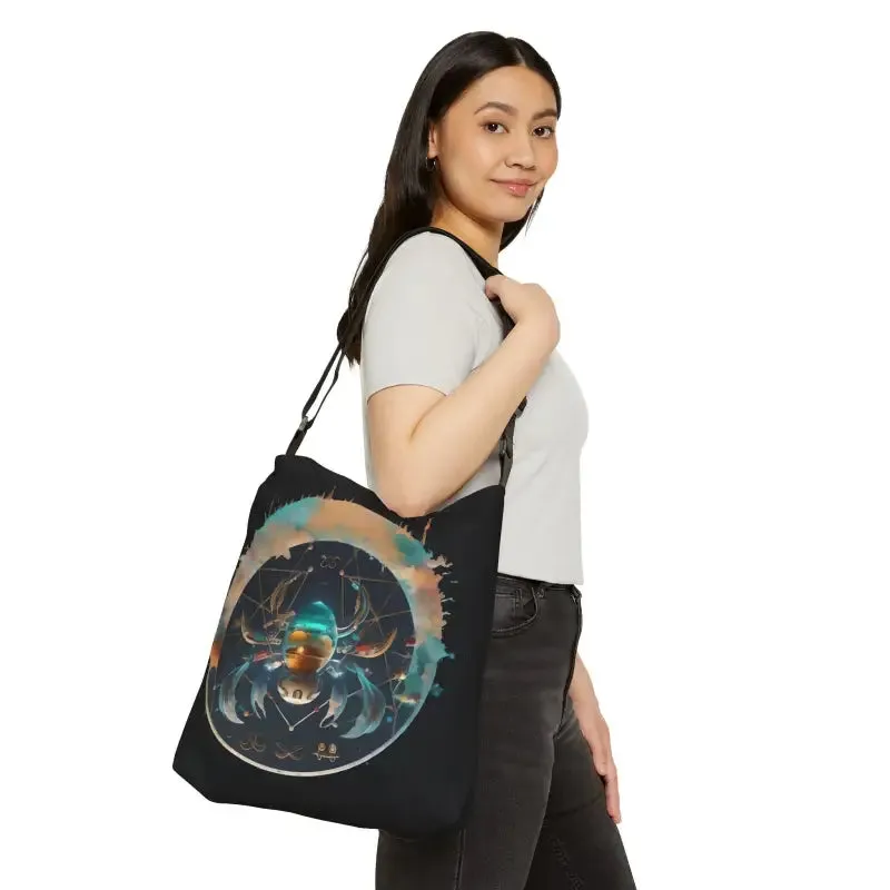Cancer Zodiac Tote Bag with Zipper and Straps