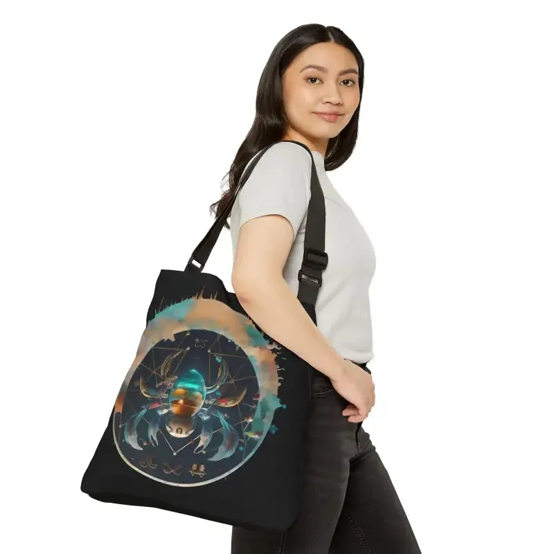 Cancer Zodiac Tote Bag with Zipper and Straps