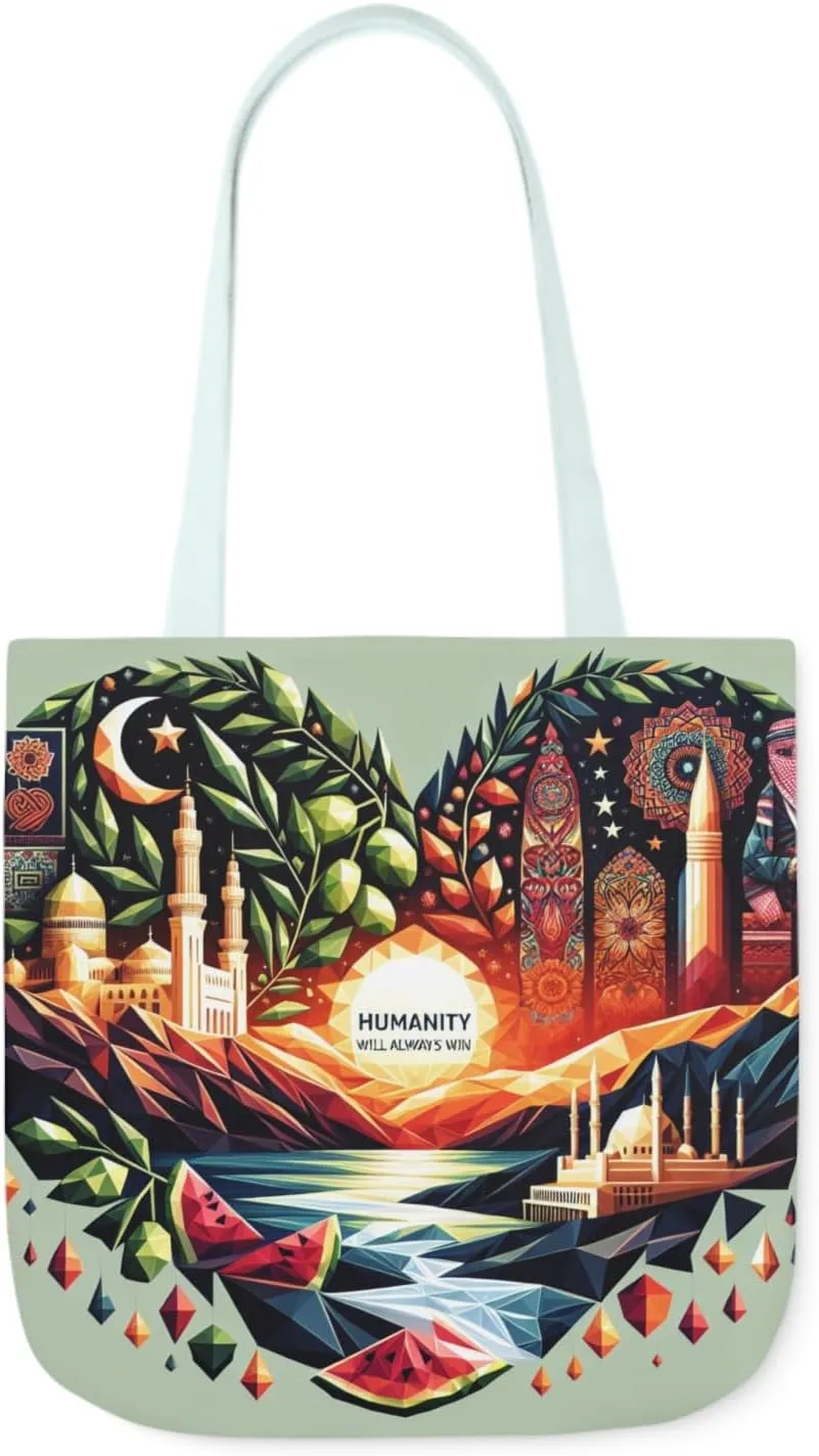 Canvas Tote Bag, Free Palestine Humanity Wins Heart Design, Activism Shoulder Handbag, Protest Shopping Purse, Political