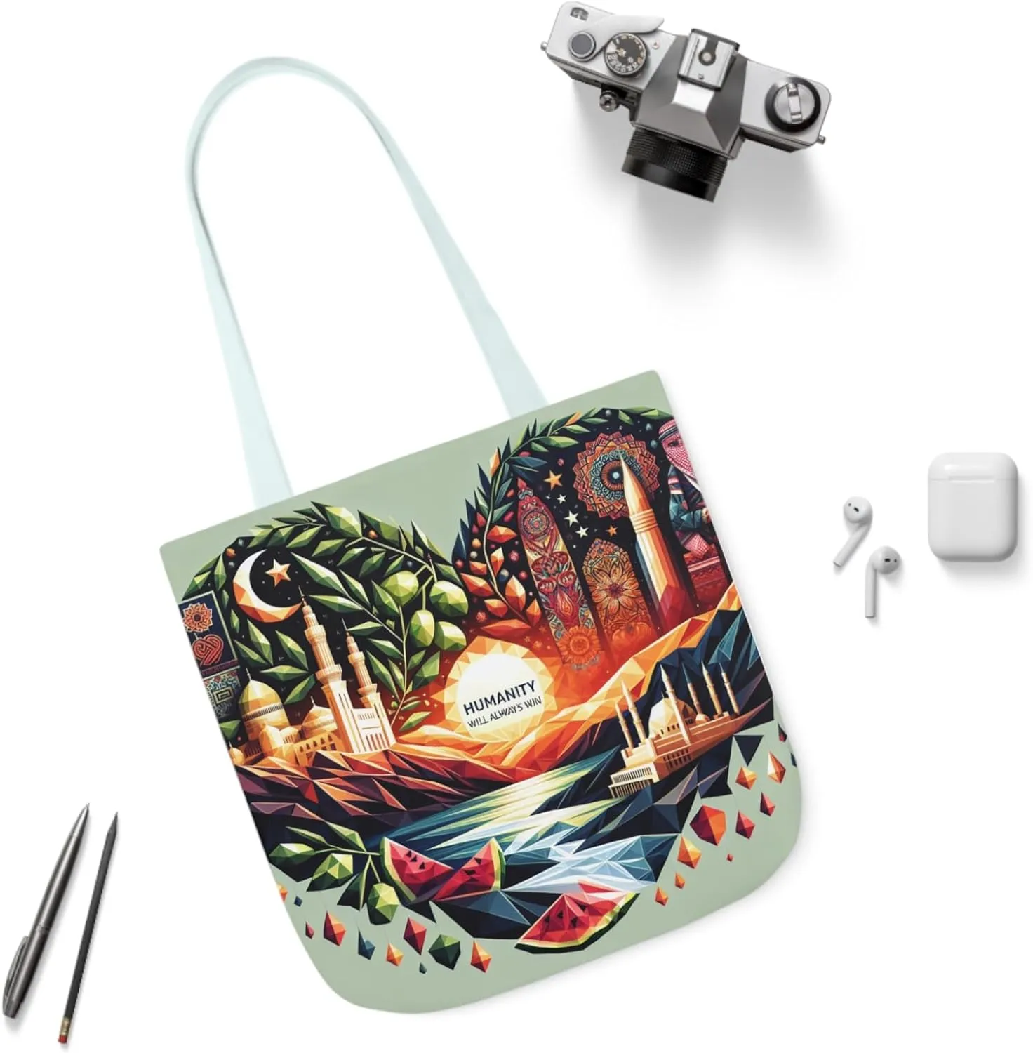 Canvas Tote Bag, Free Palestine Humanity Wins Heart Design, Activism Shoulder Handbag, Protest Shopping Purse, Political