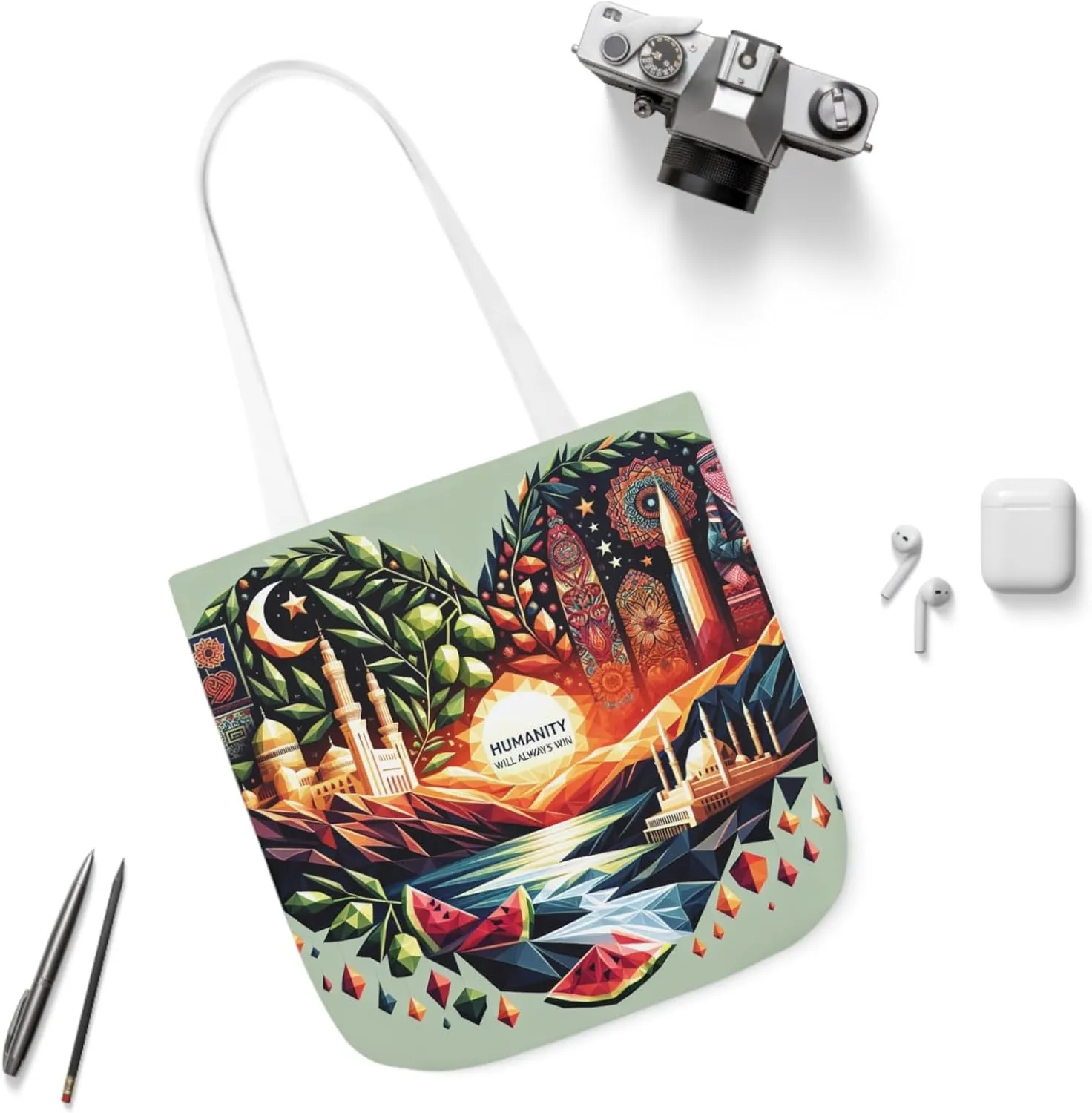 Canvas Tote Bag, Free Palestine Humanity Wins Heart Design, Activism Shoulder Handbag, Protest Shopping Purse, Political