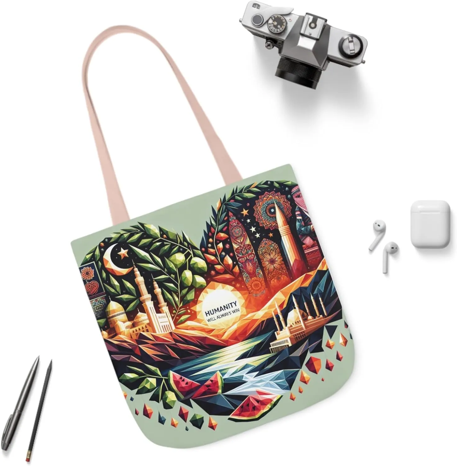 Canvas Tote Bag, Free Palestine Humanity Wins Heart Design, Activism Shoulder Handbag, Protest Shopping Purse, Political