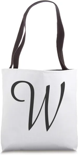 Capital W Fancy Letter Accent Living Room Shopping Bag Purse Tote Bag