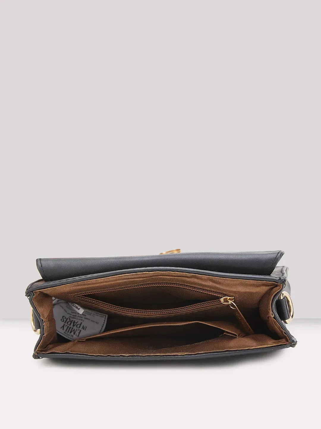 Caprese Emily In Paris Printed Medium Black Sling Bag