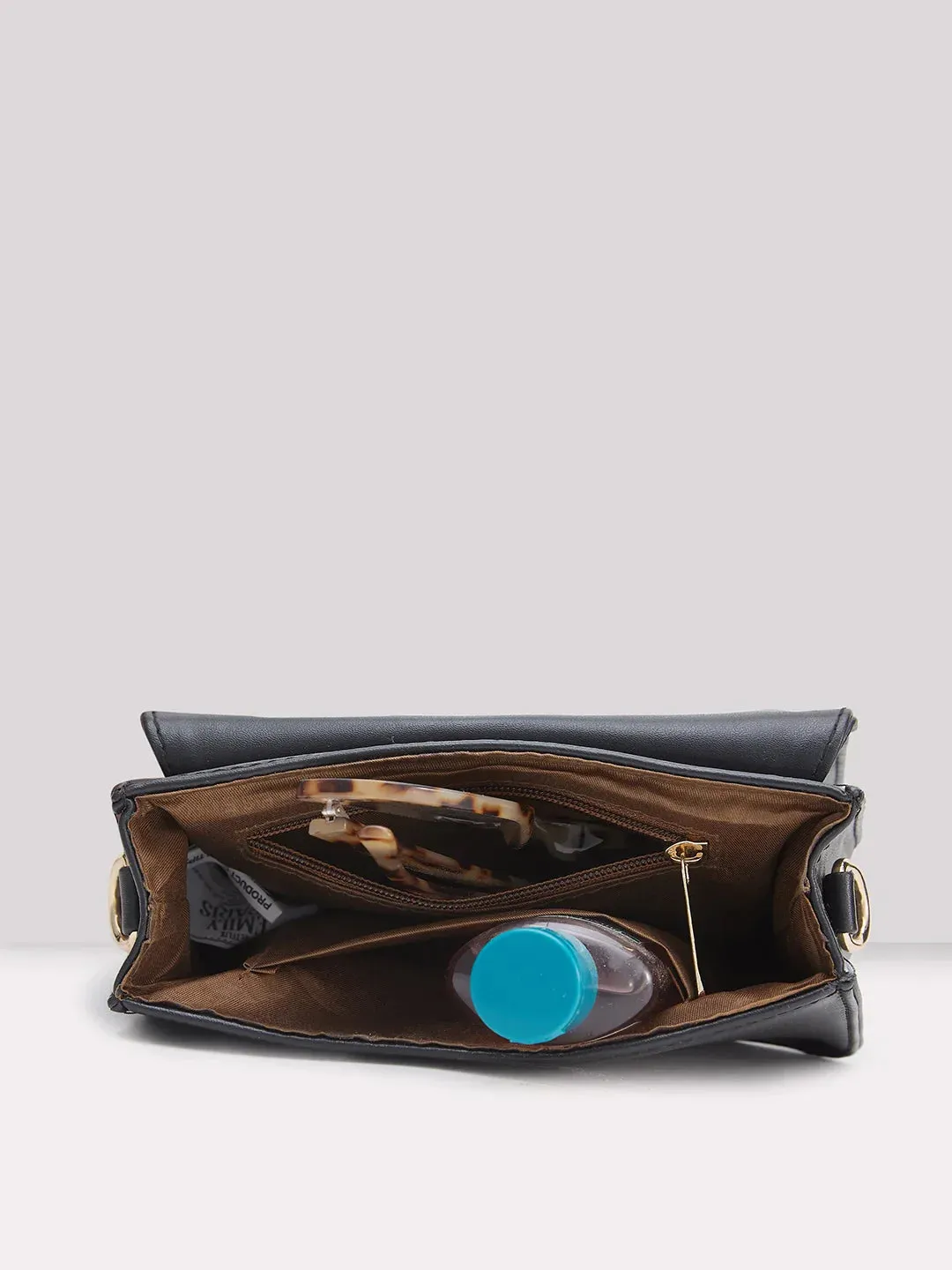 Caprese Emily In Paris Printed Medium Black Sling Bag