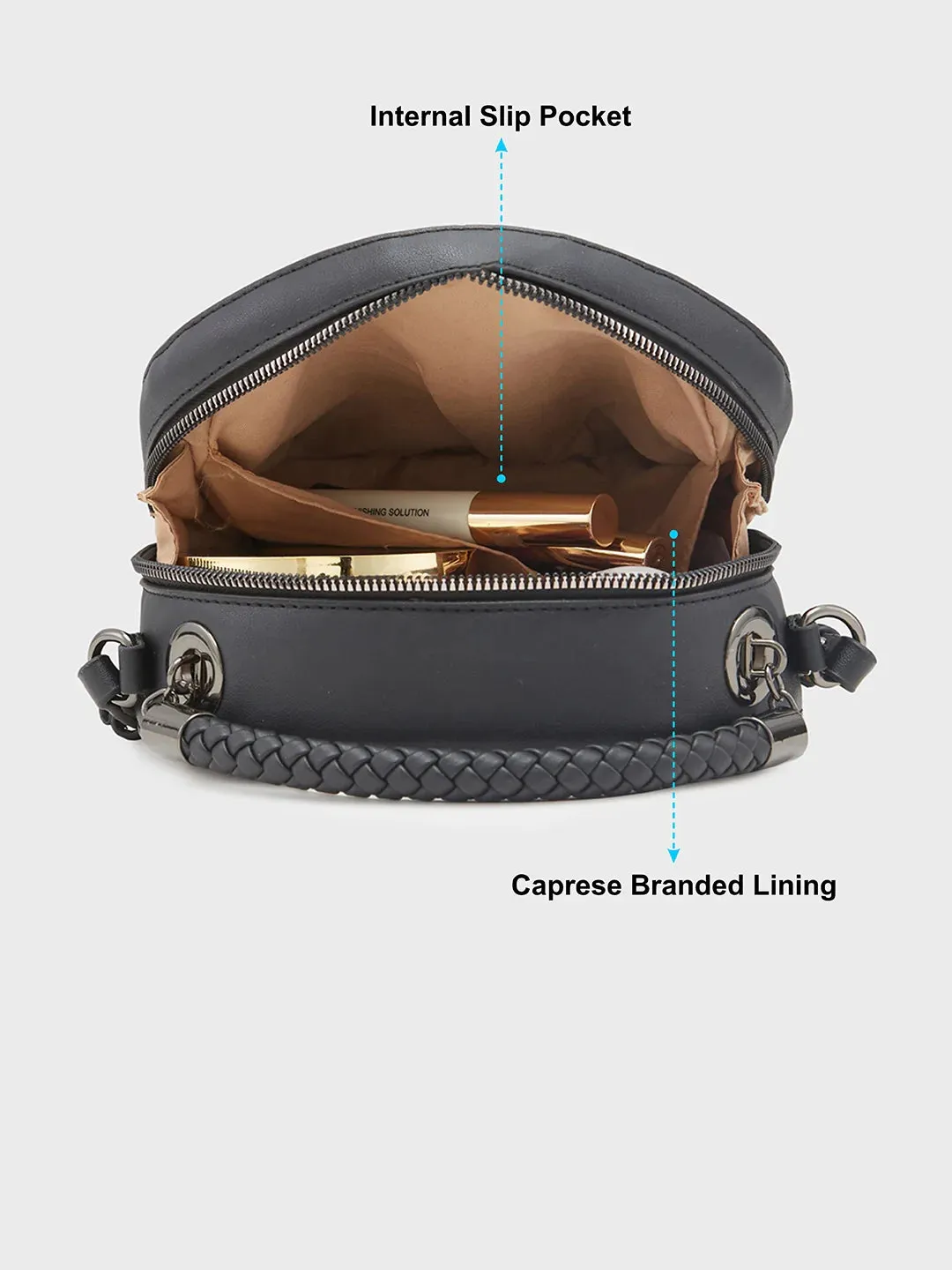 Caprese Josie Medium Black Sling Bag