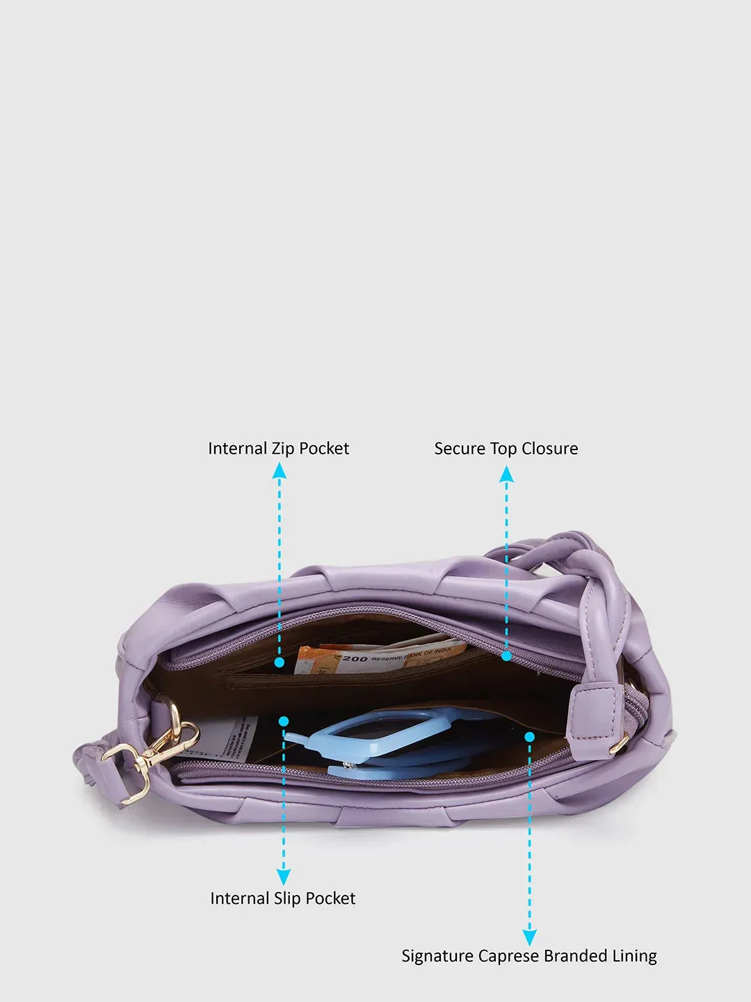 Caprese Pierre Medium Lilac Sling Bag