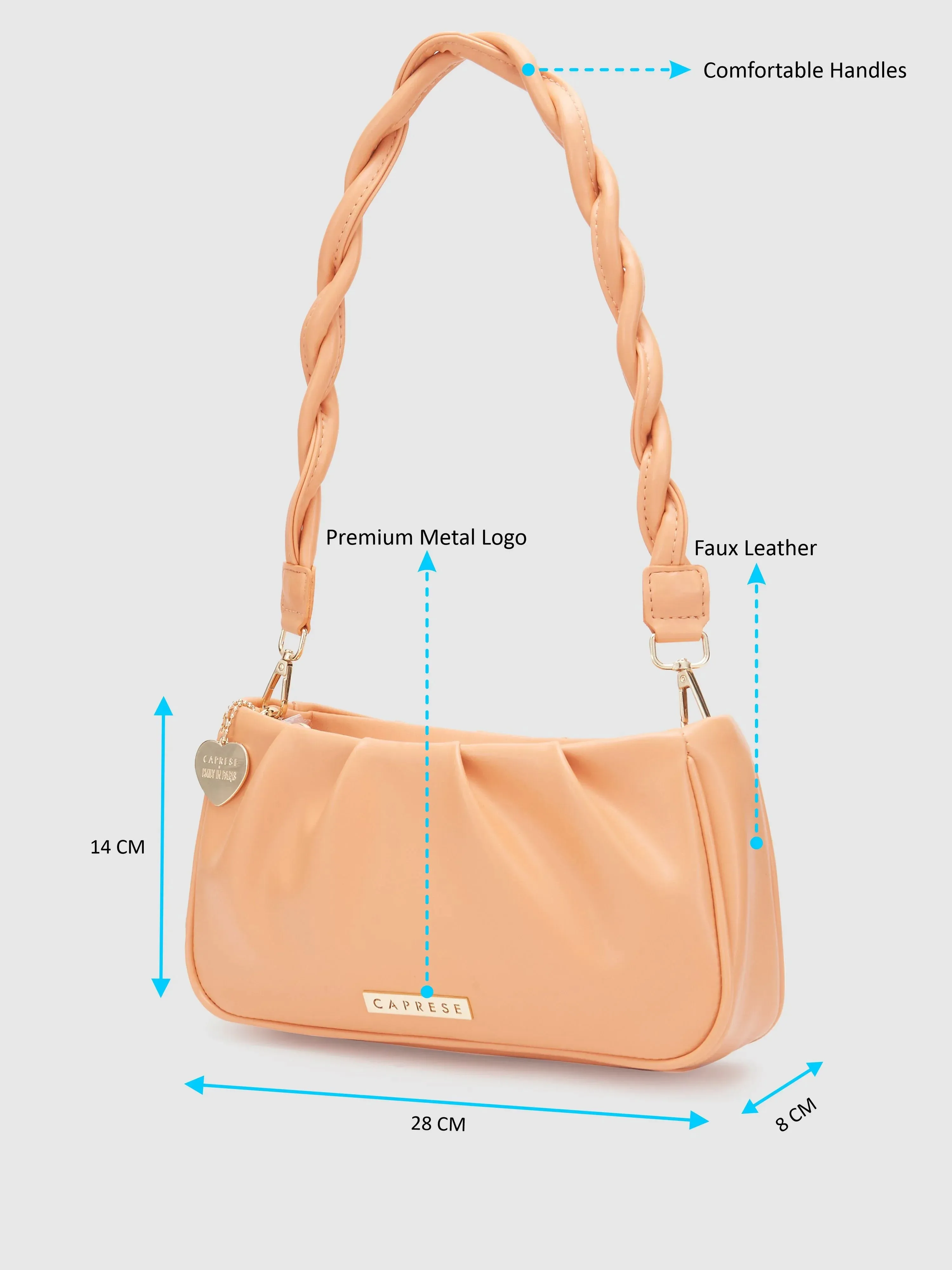 Caprese Pierre Medium Peach Sling Bag