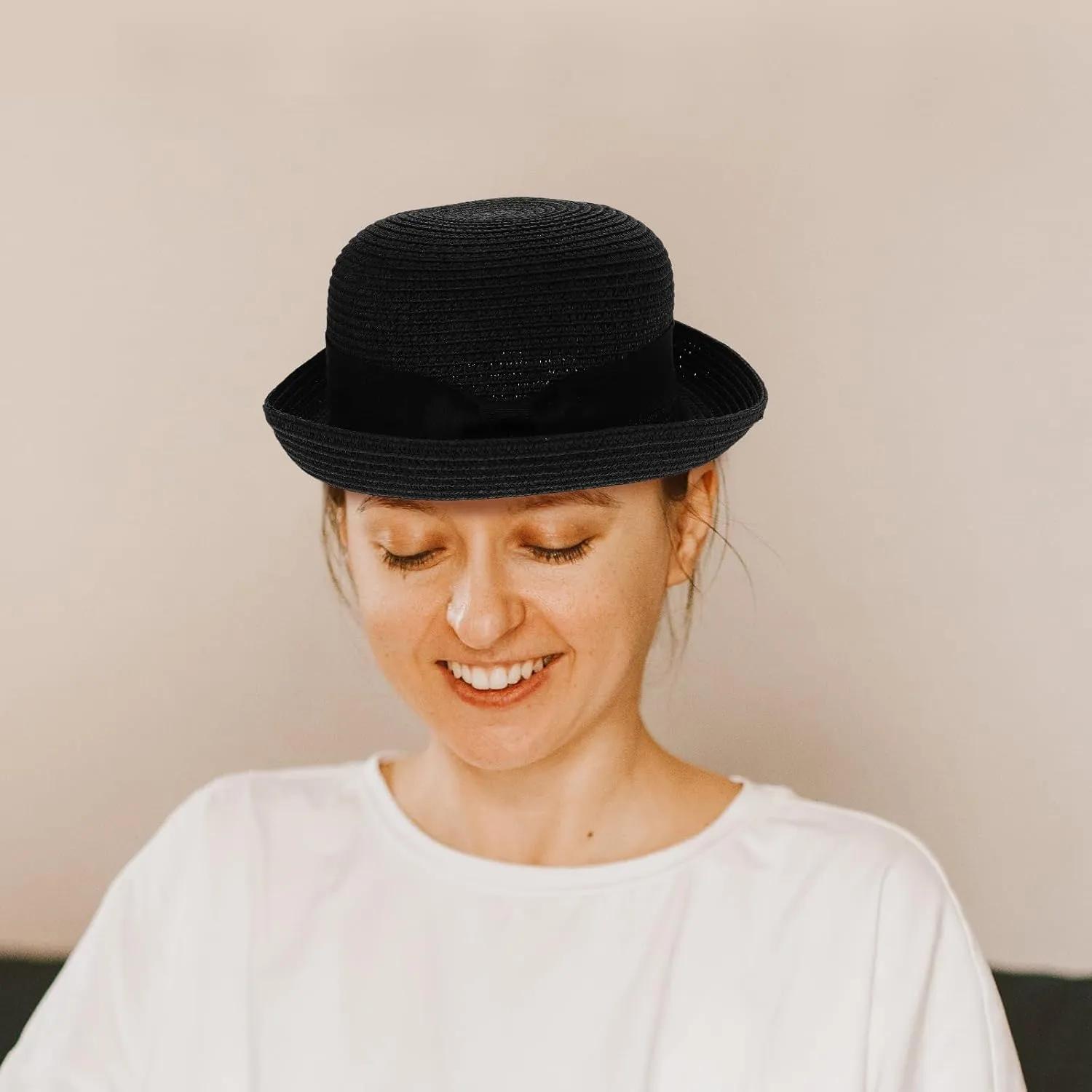 Caps for Men Straw Bowler Hat Mens Straw Hats Mens Caps Women’s Hat Foldable Sun Hat Wide Brim Dome Sun