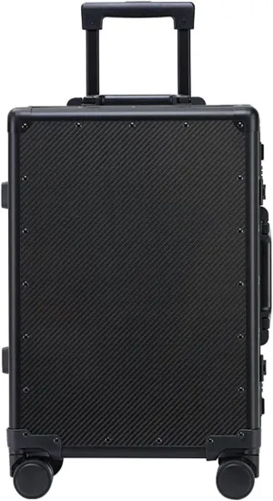 Carbon Fiber Carry-on Luggage TSA Customs Lock Zipperless Silent Rotary Wheel Business Suitcase Aluminum Frame (3K black, 20 '')