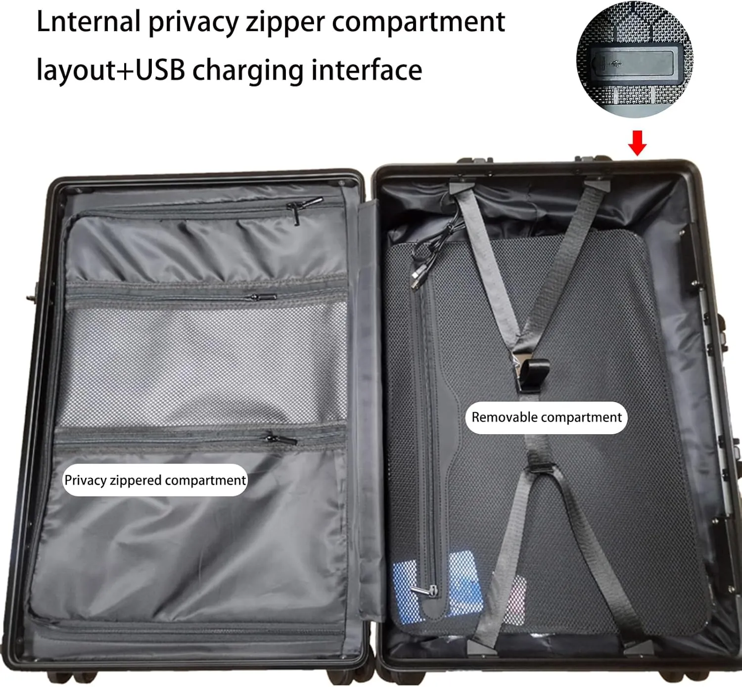 Carbon Fiber Carry-on Luggage TSA Customs Lock Zipperless Silent Rotary Wheel Business Suitcase Aluminum Frame (3K black, 20 '')