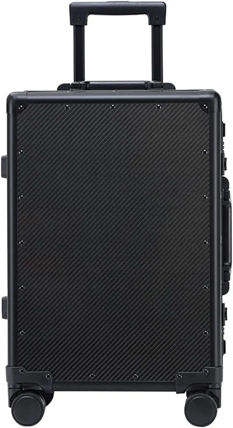 Carbon Fiber Carry-on Luggage TSA Customs Lock Zipperless Silent Rotary Wheel Business Suitcase Aluminum Frame (3K black, 20 '')