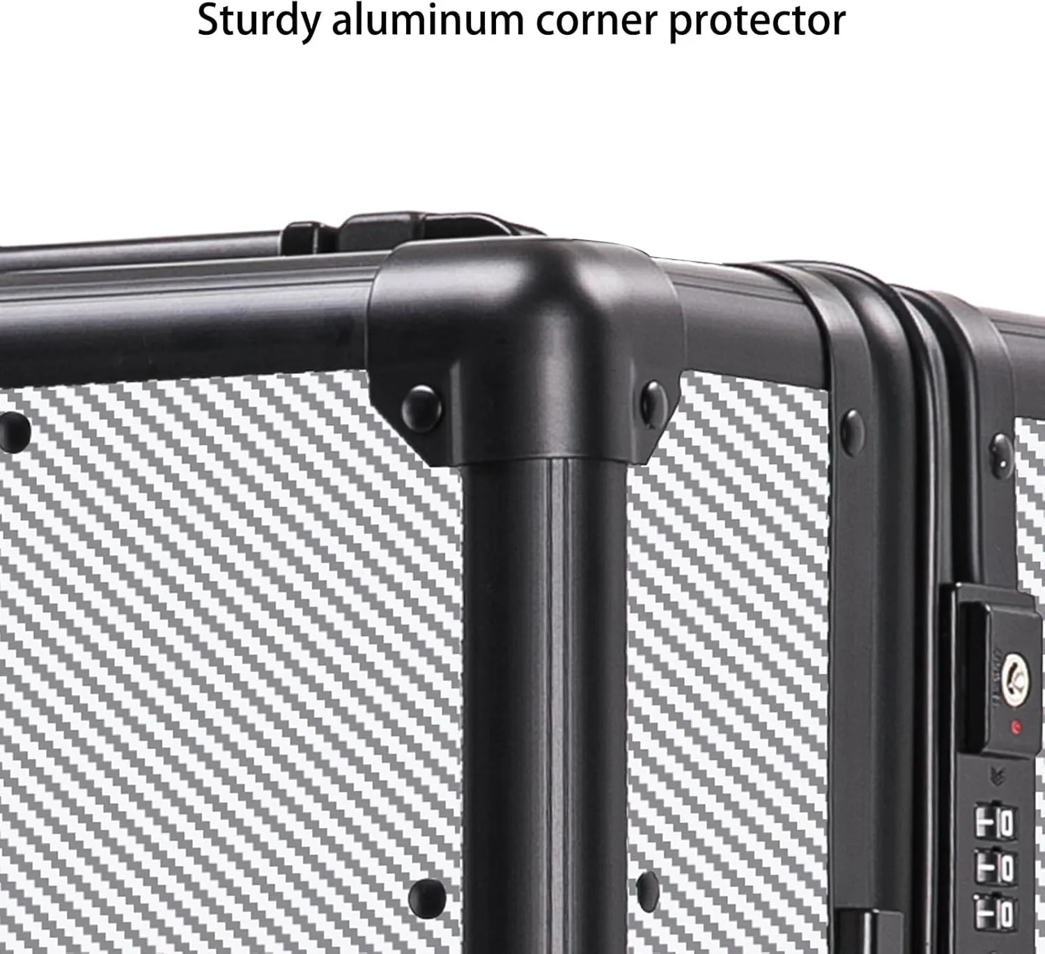Carbon Fiber Carry-on Luggage TSA Customs Lock Zipperless Silent Rotary Wheel Business Suitcase Aluminum Frame (3K black, 20 '')