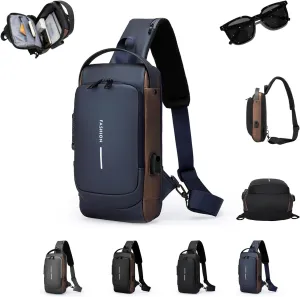 Carbon Fiber Sling Bag, New Carbon Fiber Streamline Anti-Theft Sling Bag, USB Charging Sport Sling