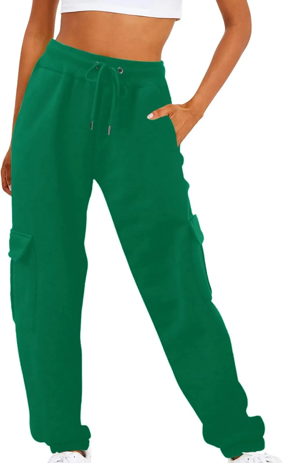 Cargo Sweatpants for Women Drawstring Casual Sweatpants Women 2024 Fall Hiking Pants with Pockets Solid Cargo Joggers