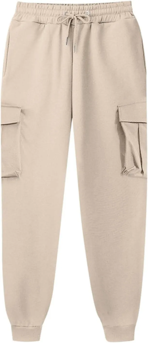 Cargo Sweatpants for Women Drawstring Casual Sweatpants Women 2024 Fall Hiking Pants with Pockets Solid Cargo Joggers