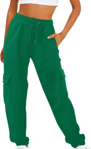 Cargo Sweatpants for Women Drawstring Casual Sweatpants Women 2024 Fall Hiking Pants with Pockets Solid Cargo Joggers