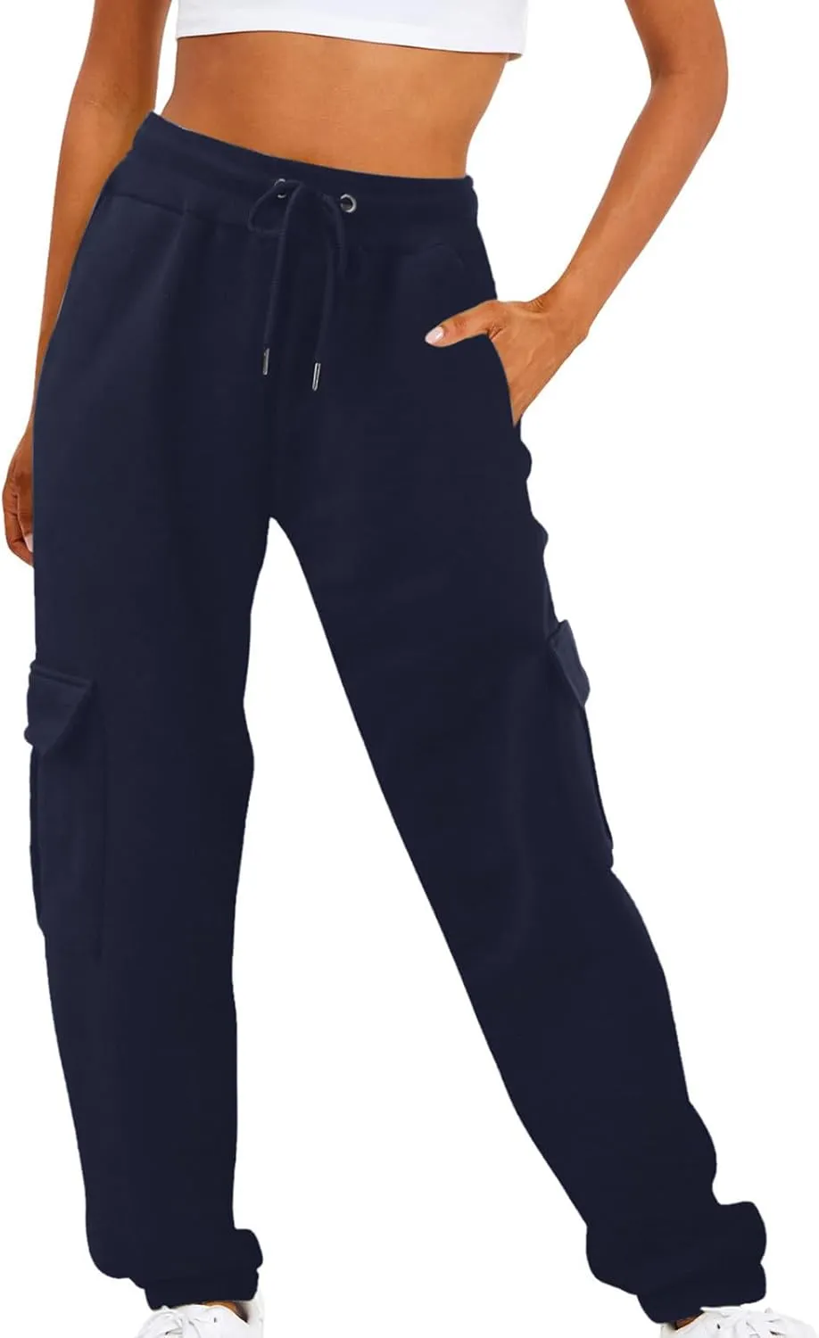 Cargo Sweatpants for Women Drawstring Casual Sweatpants Women 2024 Fall Hiking Pants with Pockets Solid Cargo Joggers