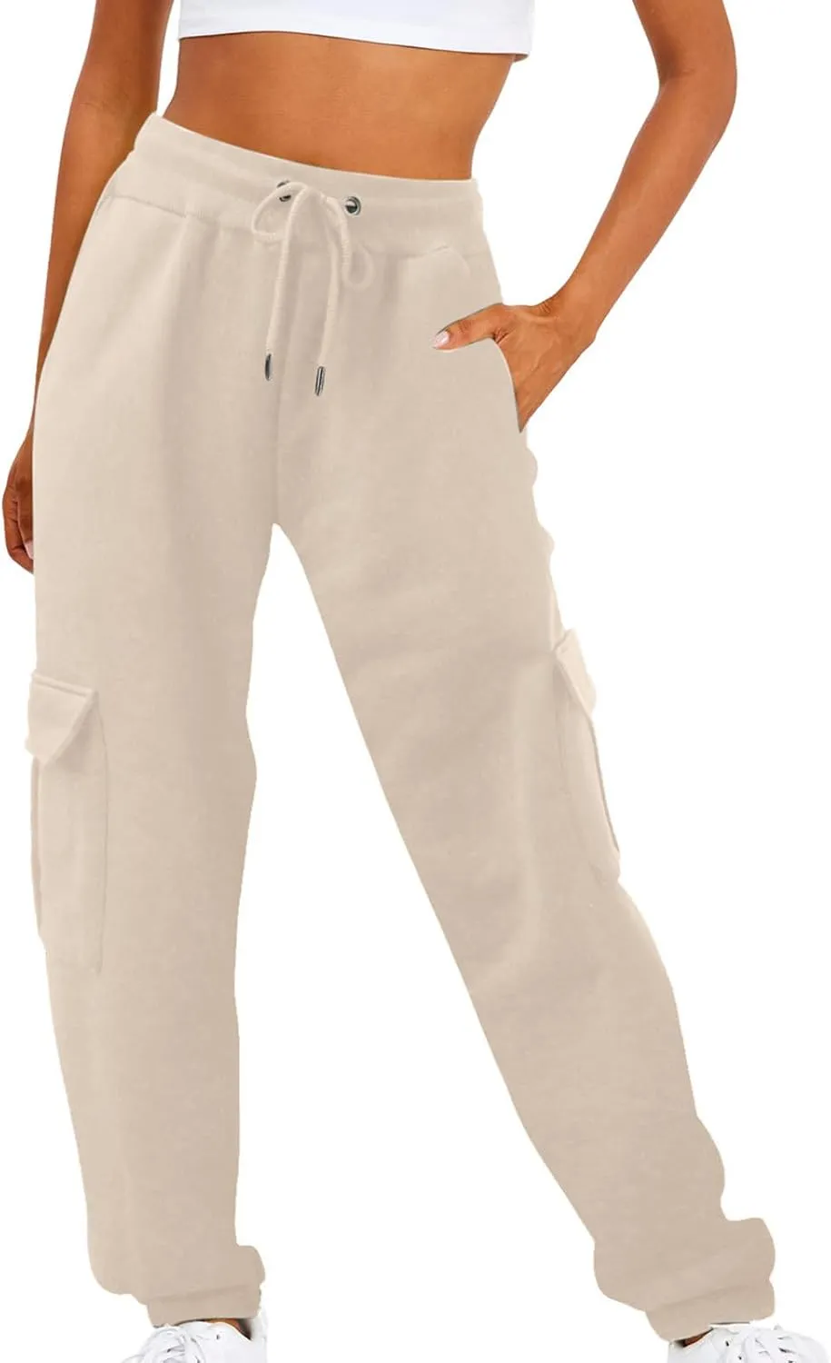 Cargo Sweatpants for Women Drawstring Casual Sweatpants Women 2024 Fall Hiking Pants with Pockets Solid Cargo Joggers