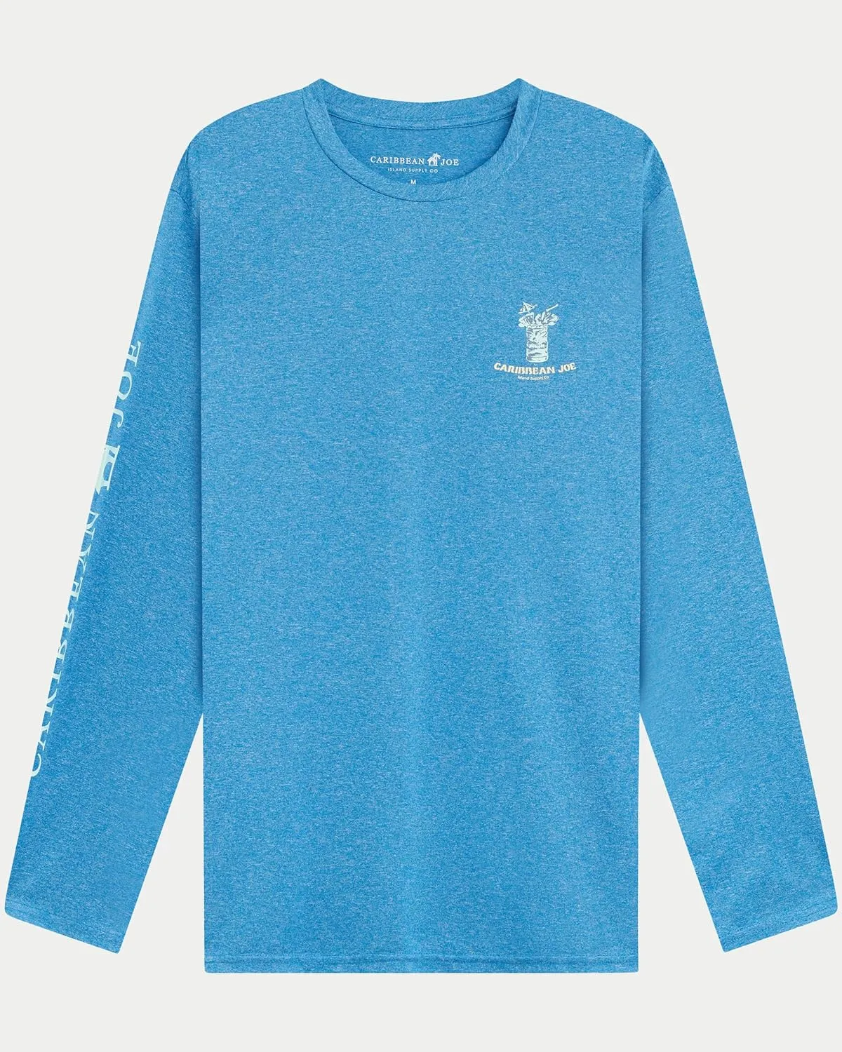 CARIBBEAN JOE Men's Standard Rash Guard, Tiki Faced Long Sleeve Sun Protection Swim, Beach and Fishing T-Shirt Top