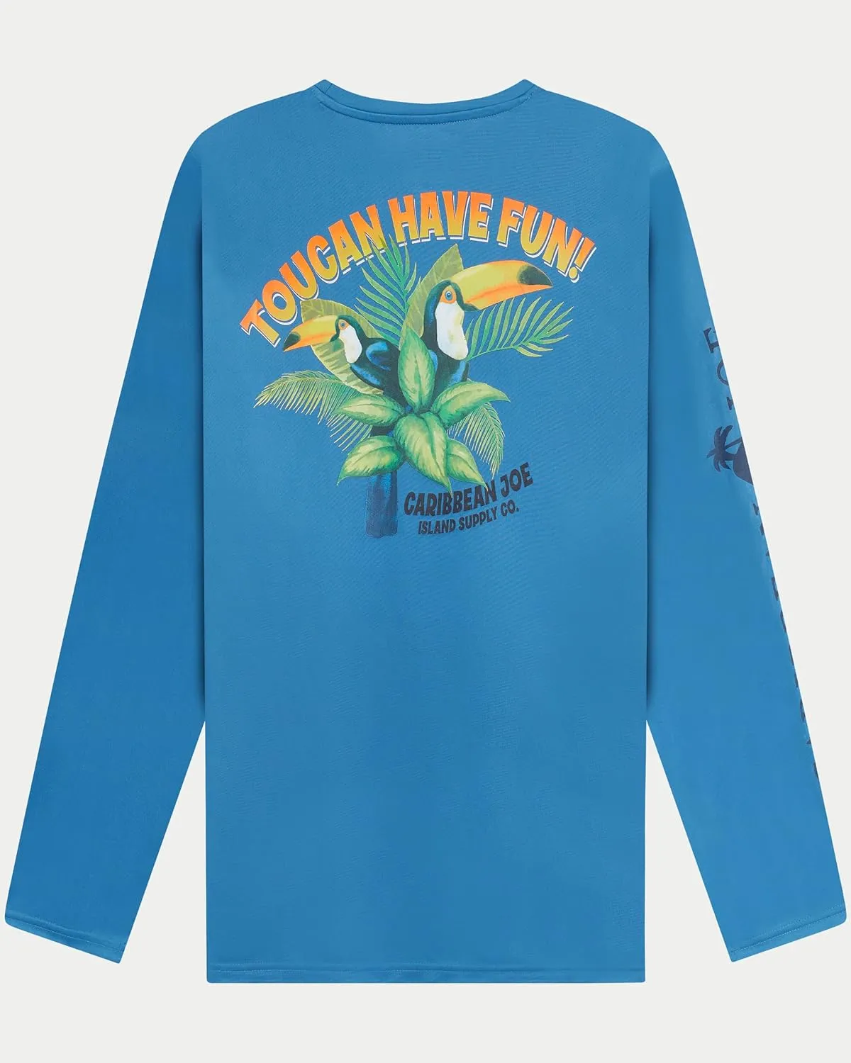 CARIBBEAN JOE Men's Standard Rash Guard, Toucan Graphic Long Sleeve Sun Protection Swim, Beach and Fishing T-Shirt Top