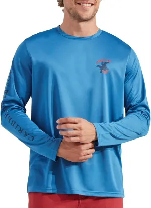 CARIBBEAN JOE Men's Standard Rash Guard, Toucan Graphic Long Sleeve Sun Protection Swim, Beach and Fishing T-Shirt Top