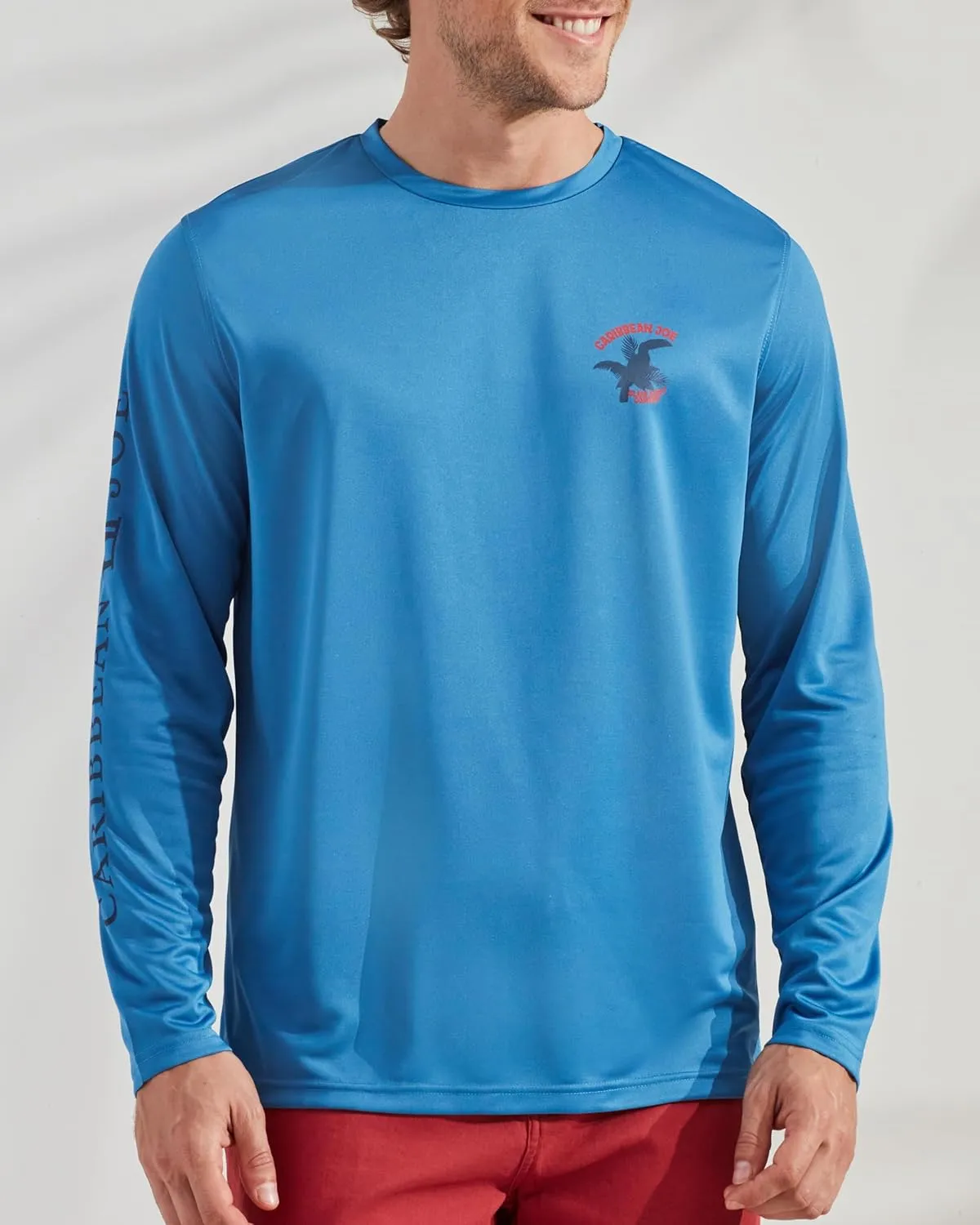 CARIBBEAN JOE Men's Standard Rash Guard, Toucan Graphic Long Sleeve Sun Protection Swim, Beach and Fishing T-Shirt Top