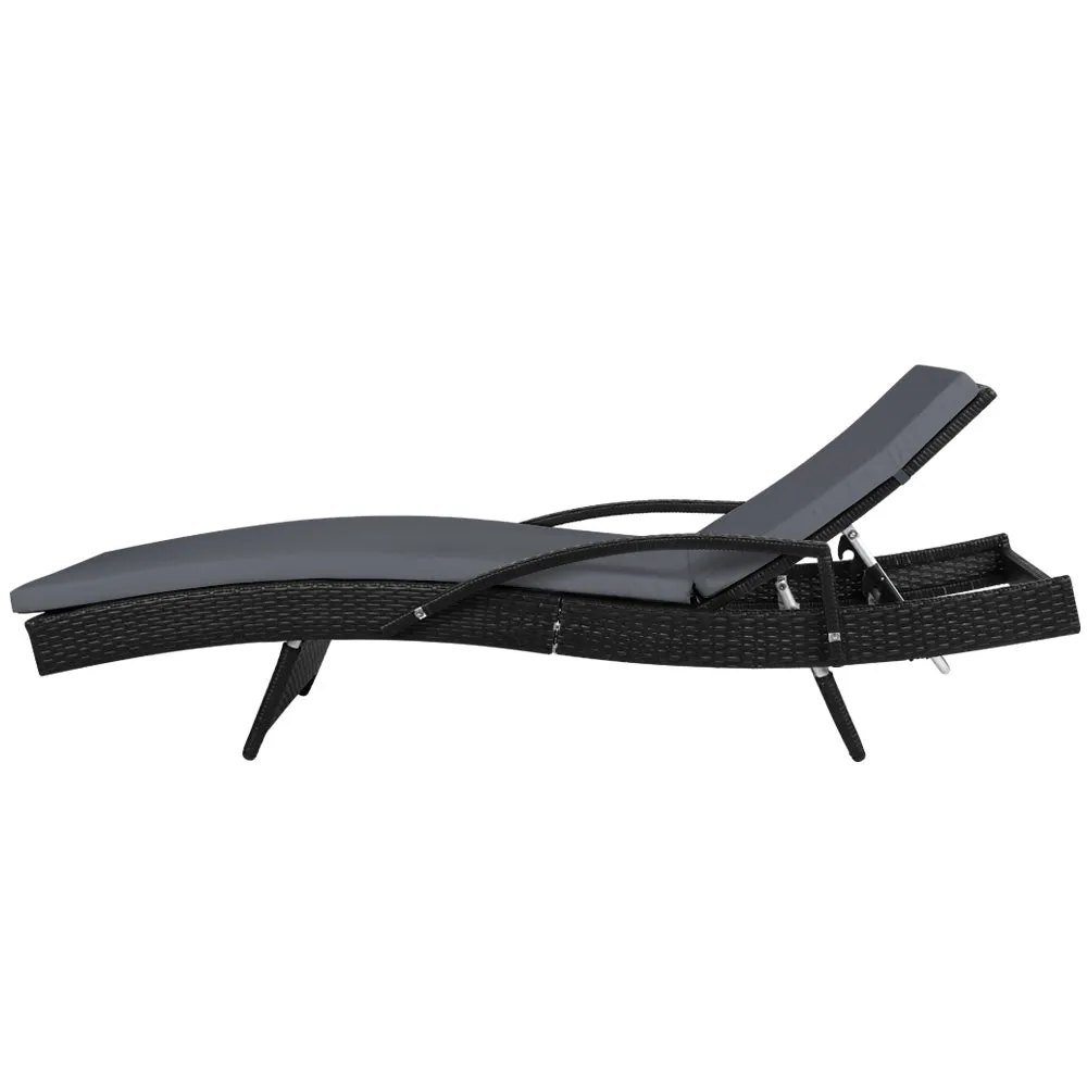 Carina - Sun Lounge Wicker Lounger Beach Adjustable Black