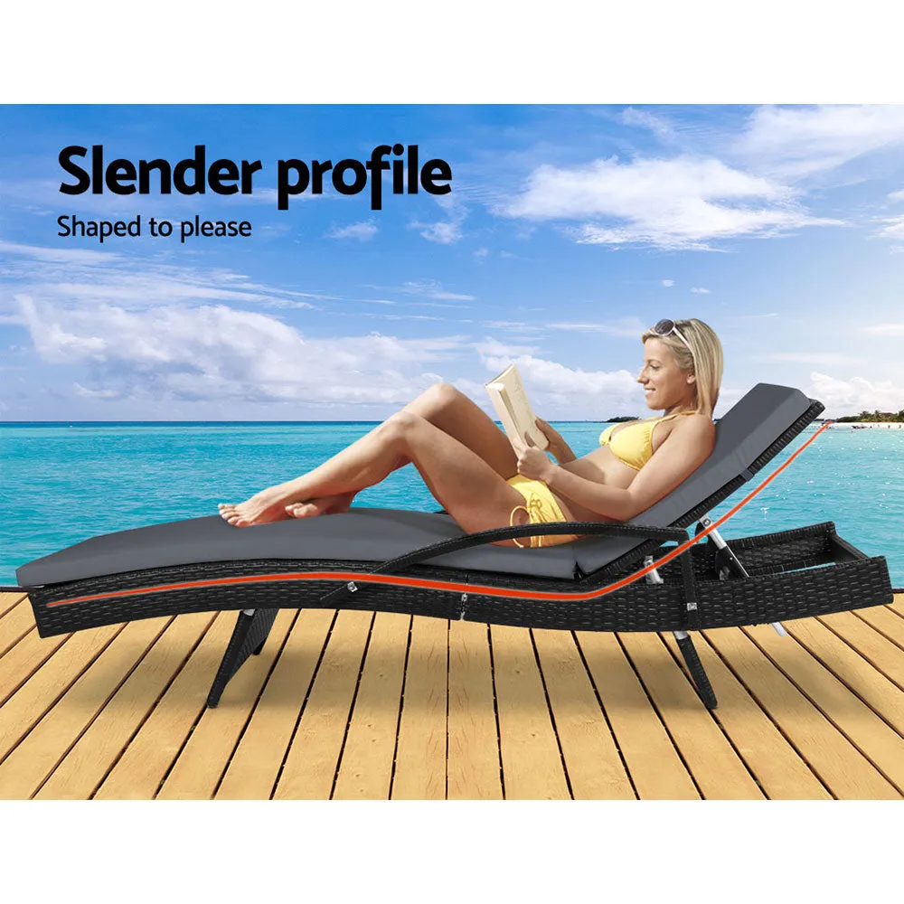 Carina - Sun Lounge Wicker Lounger Beach Adjustable Black