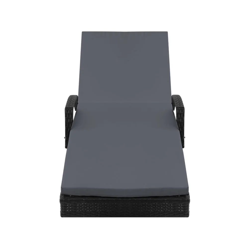 Carina - Sun Lounge Wicker Lounger Beach Adjustable Black