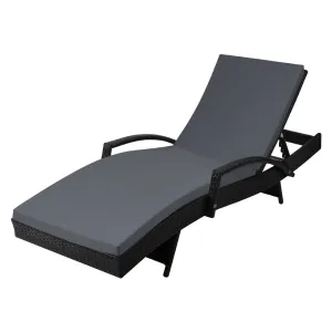 Carina - Sun Lounge Wicker Lounger Beach Adjustable Black