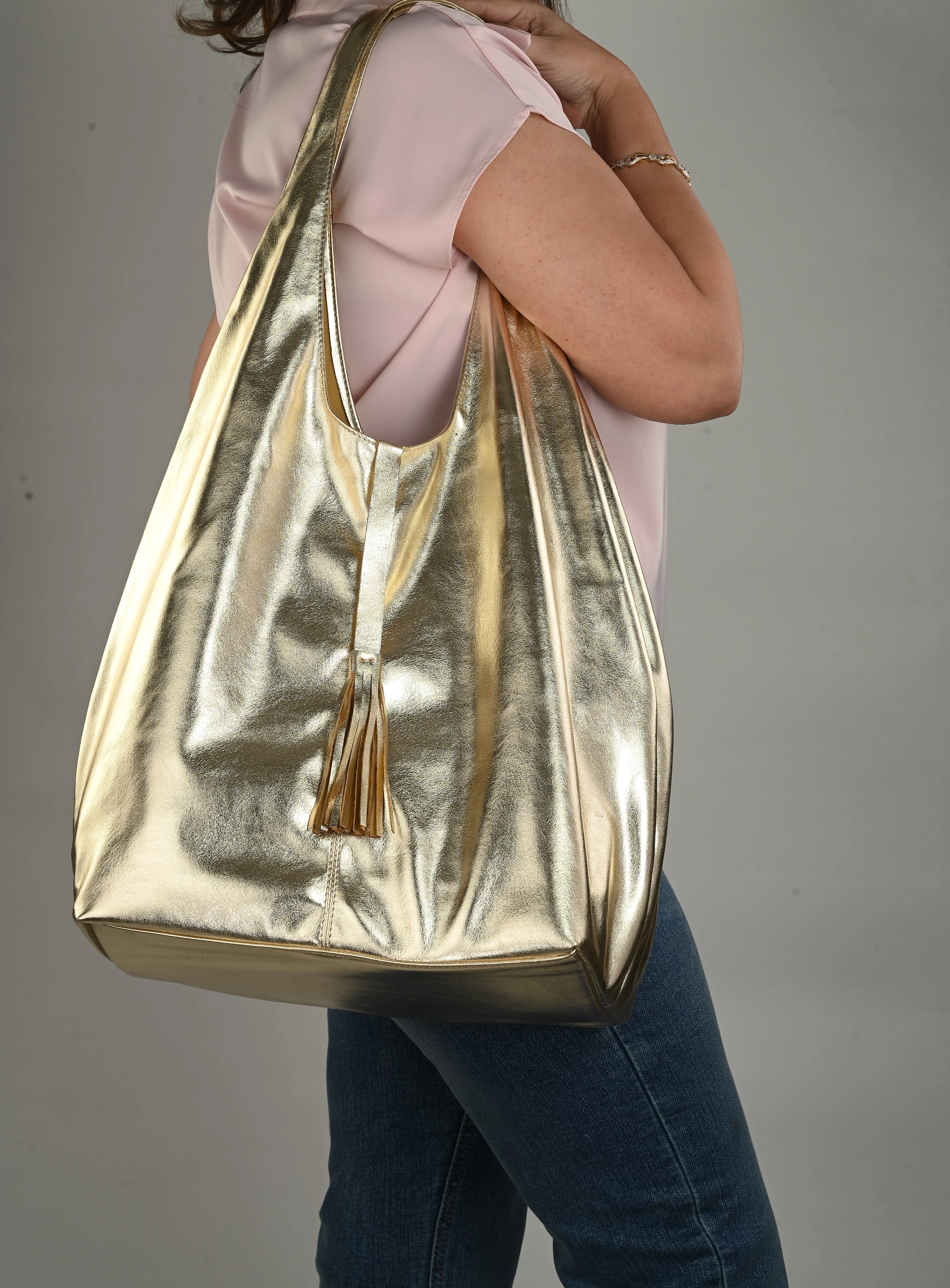 Carlo Romano By Wasan Gold color Stylish & Functional Accessory Premium Vegan Leather Hand Bags For Women