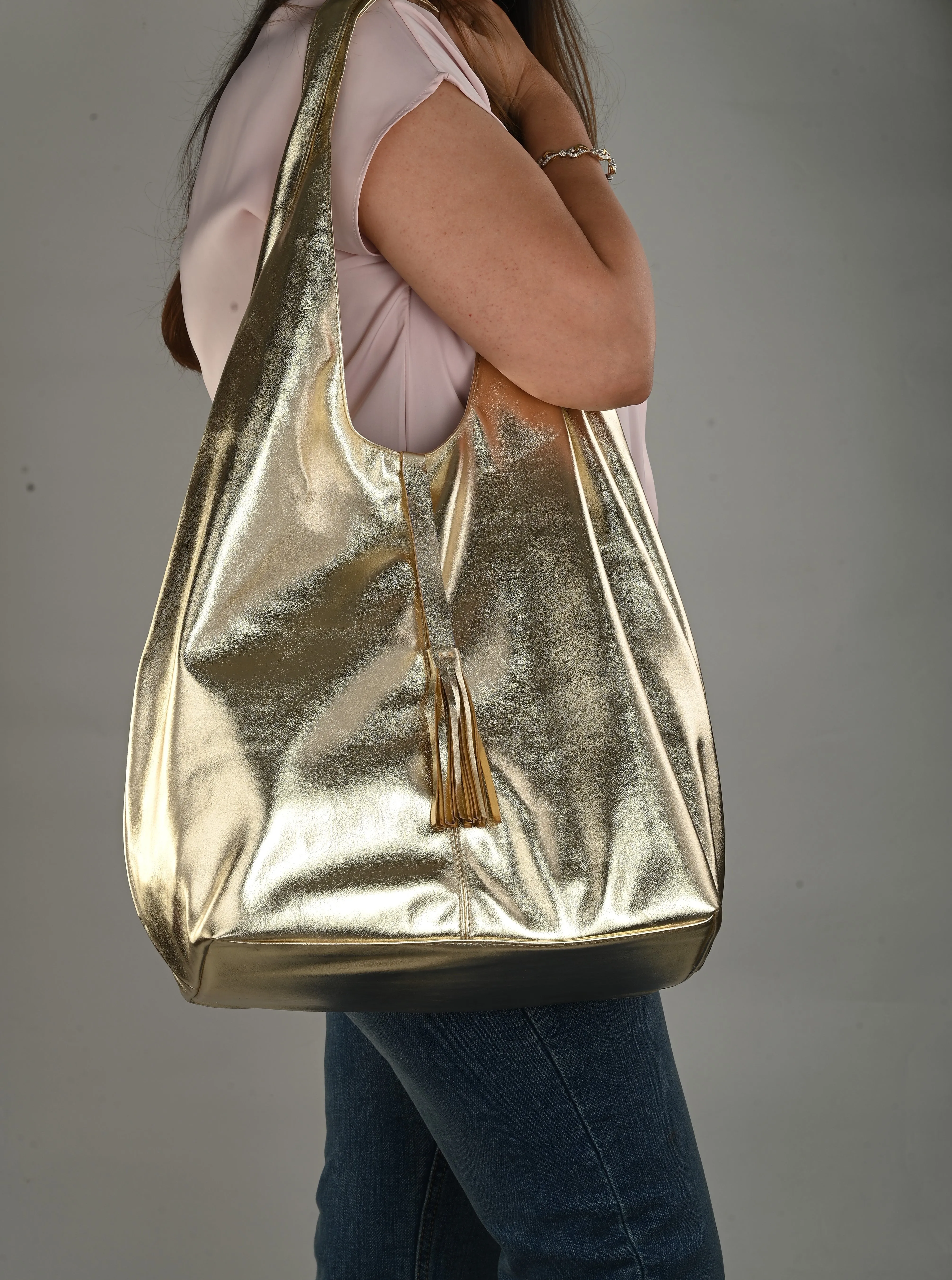 Carlo Romano By Wasan Gold color Stylish & Functional Accessory Premium Vegan Leather Hand Bags For Women