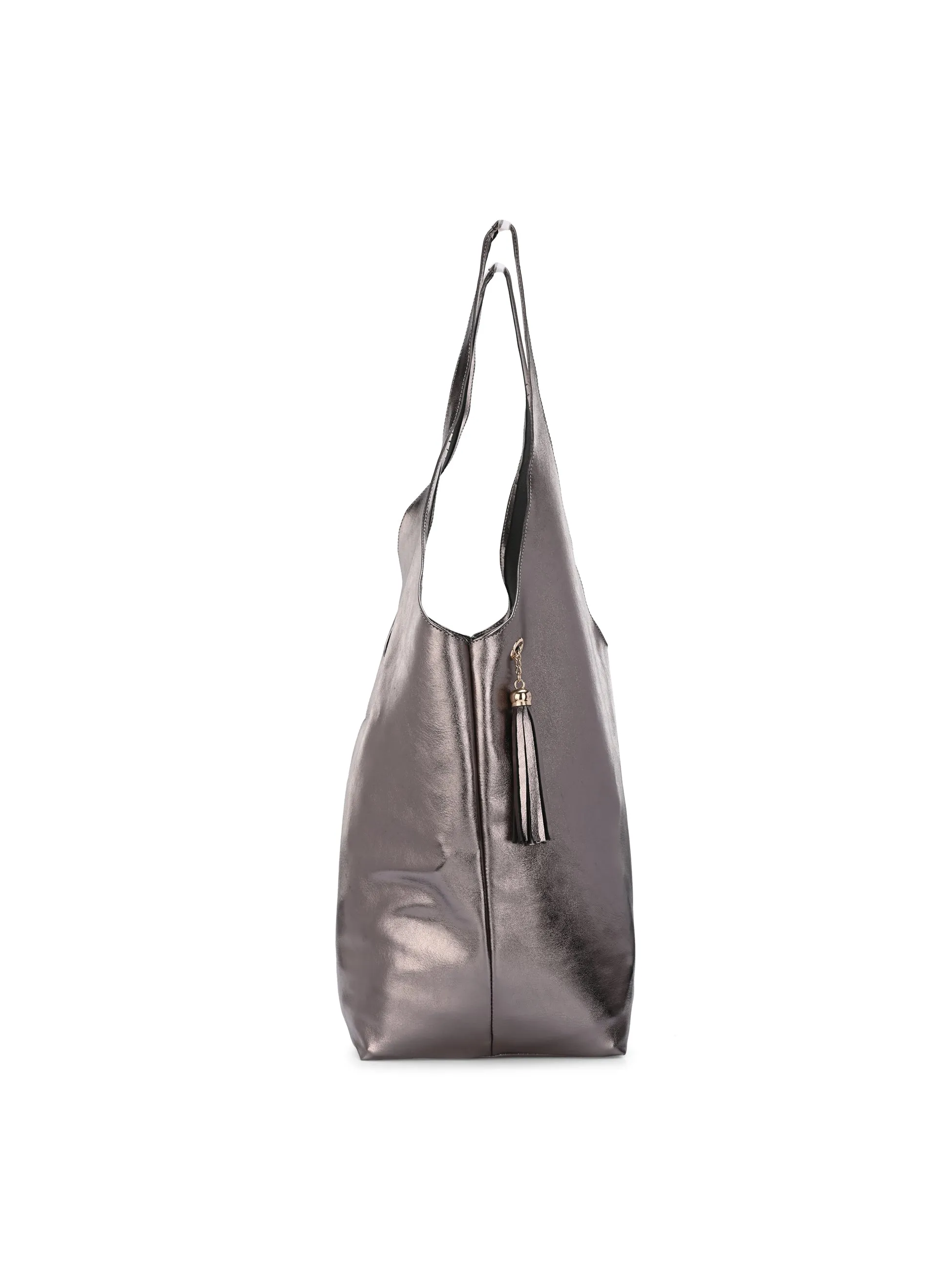 Carlo Romano By Wasan Silver color Stylish & Functional Accessory Premium Vegan Leather Hand Bags For Women