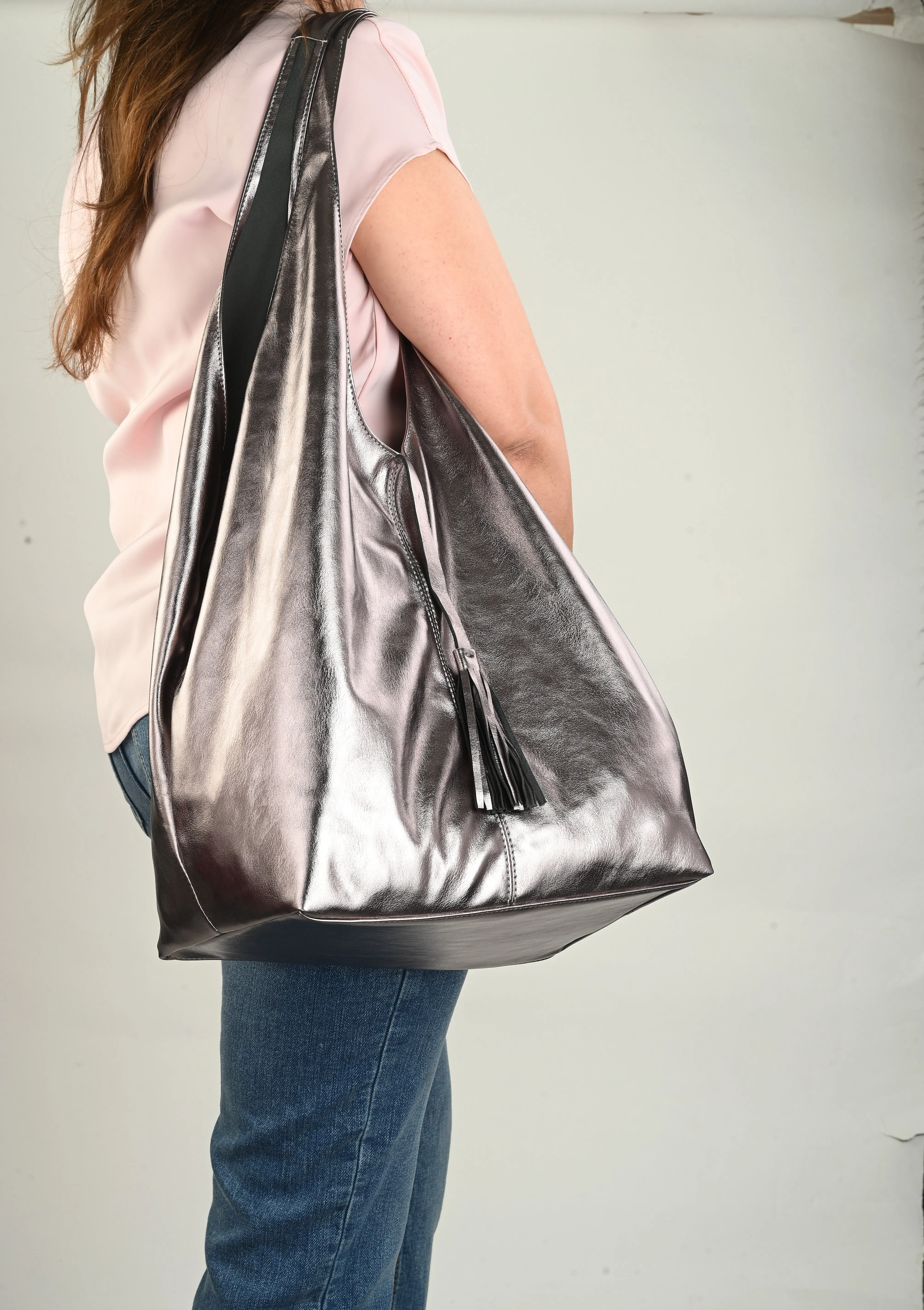 Carlo Romano By Wasan Silver color Stylish & Functional Accessory Premium Vegan Leather Hand Bags For Women