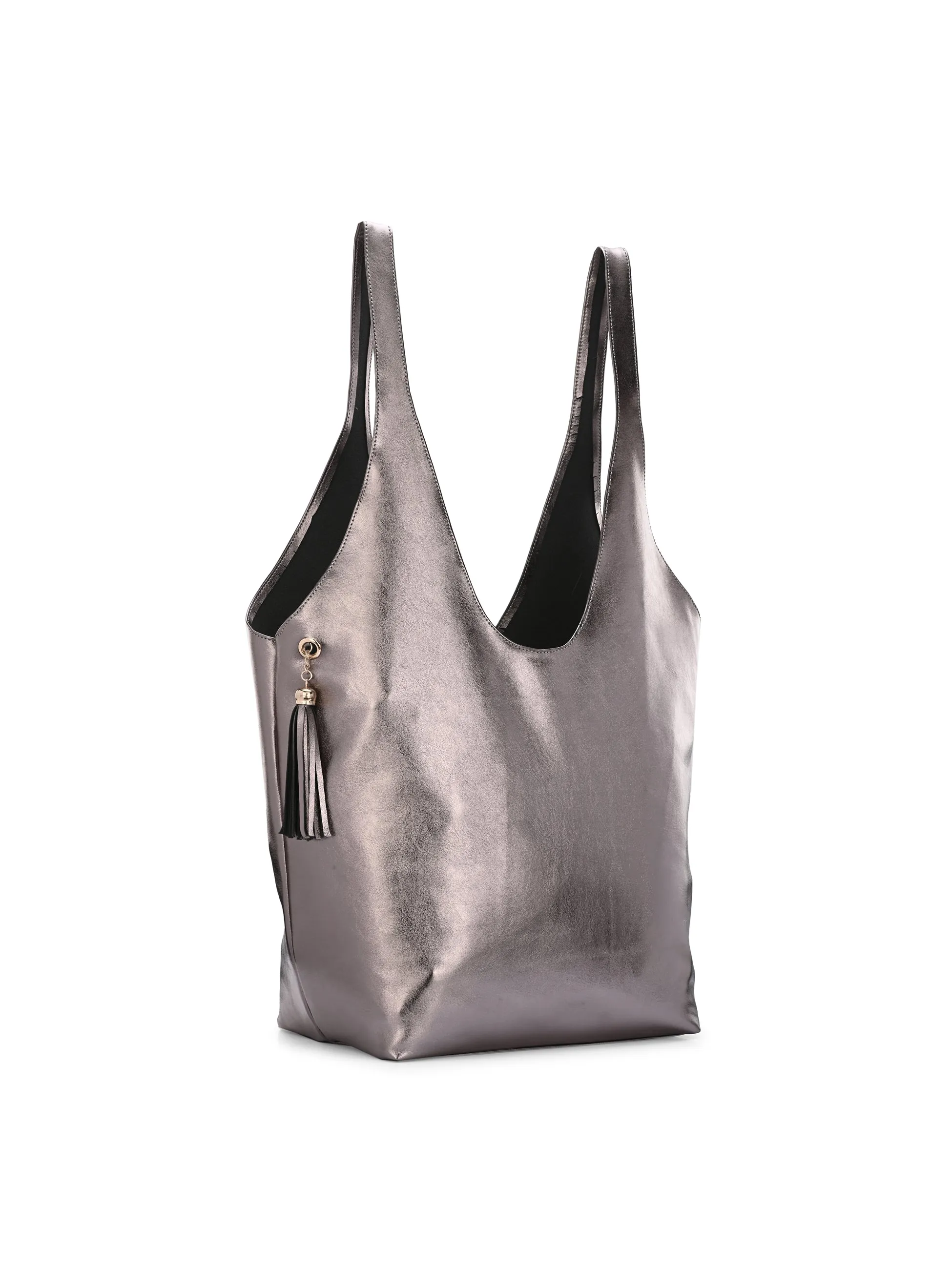 Carlo Romano By Wasan Silver color Stylish & Functional Accessory Premium Vegan Leather Hand Bags For Women