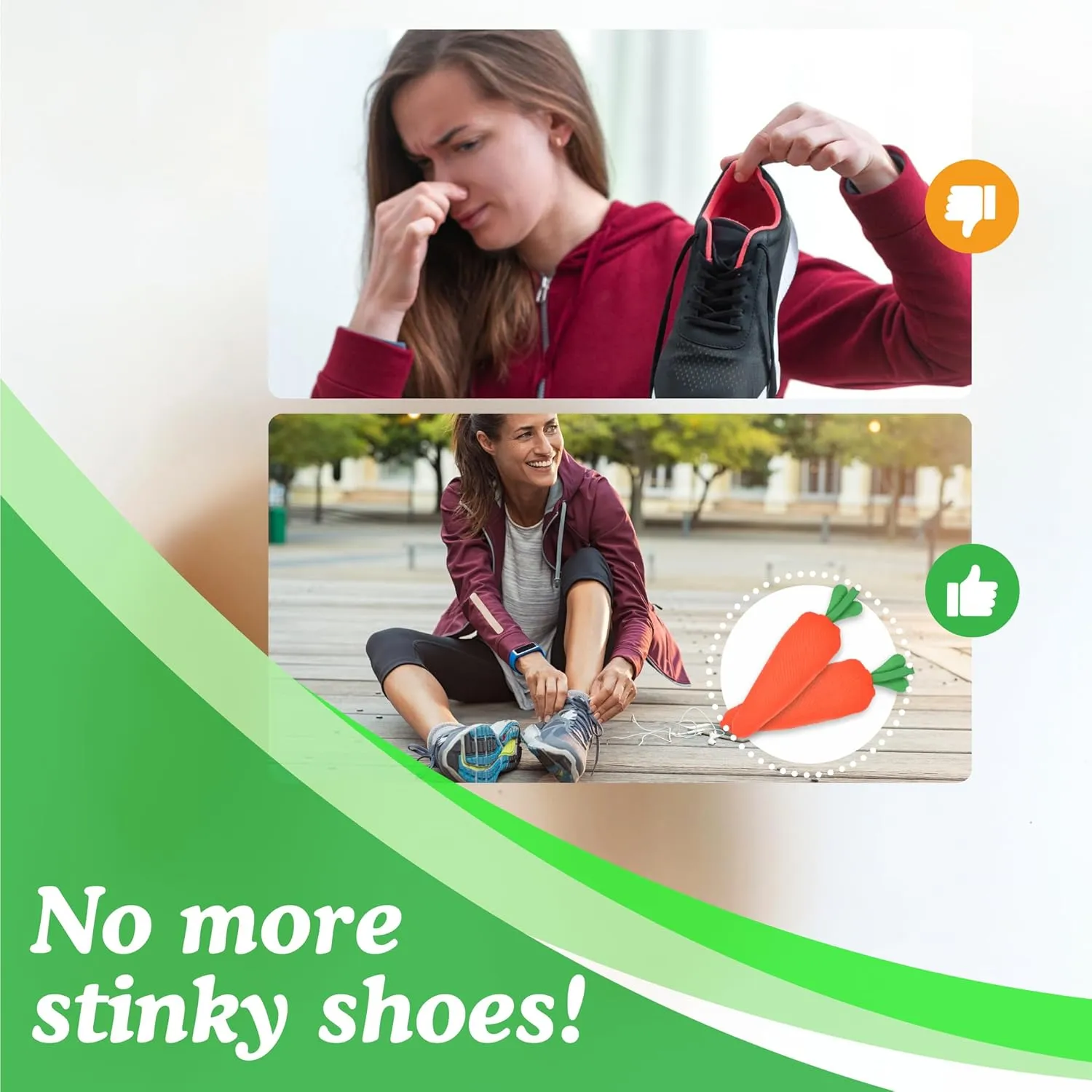 Carrotsoles 2 Pack Shoe Deodorizer Odor Eliminator for Shoes, Cleats, Closets, Drawers, Gloves - Moisture Absorber, Air Freshener, Air Purifier Moso Bamboo Activated Charcoal Long- Lasting Reusable