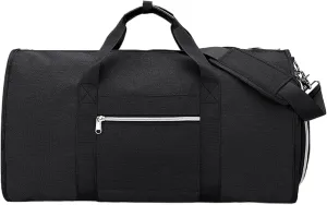 Carry on Garment Bag Waterproof Carry on Duffel Bag with Handle Detachable Shoulder Strap Dry-Wet Separation 2 in 1 Hanging Dress Suitcase with Shoe Pouch for Business Weekend Overnight Travel Black