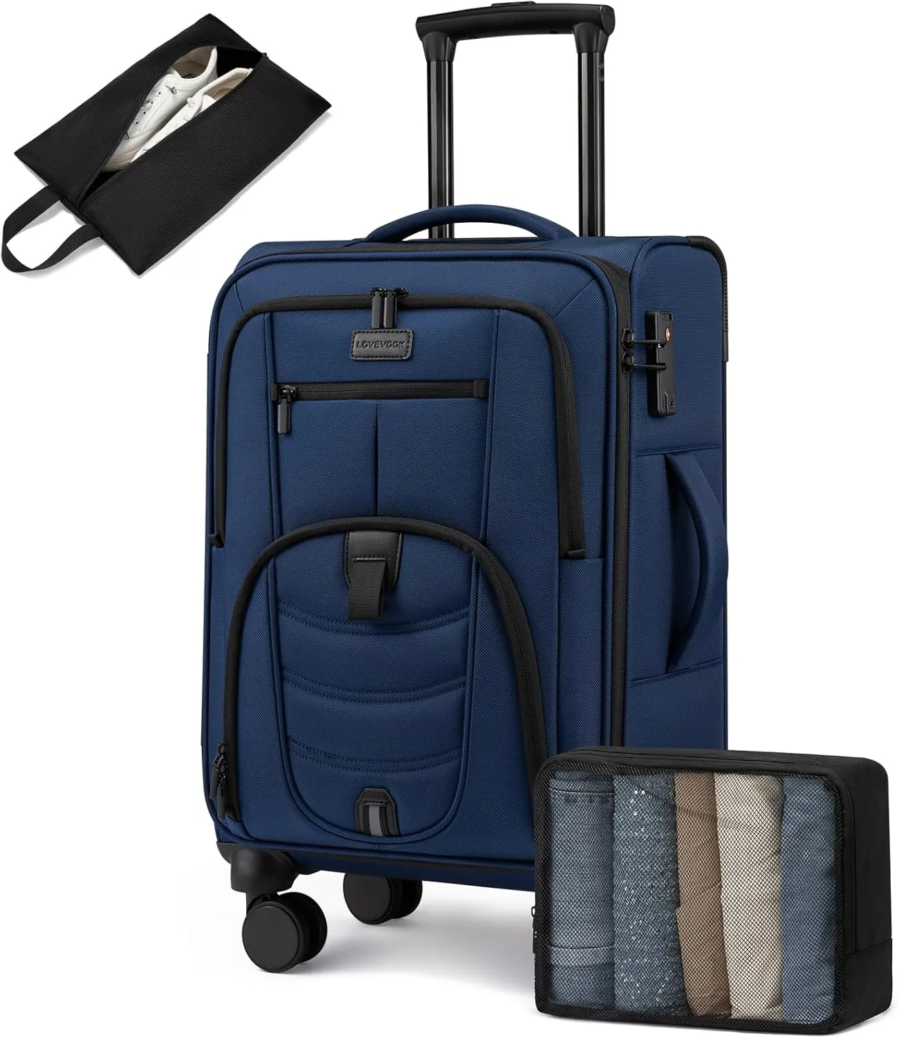 Carry On Luggage 22x14x9 Airline Approved, 22-Inch Suitcases with Spinner Wheels, Softside Carry-on Luggage with TSA Lock for Men Women Business Trip, Lightweight Large Capacity Luggage for Travel