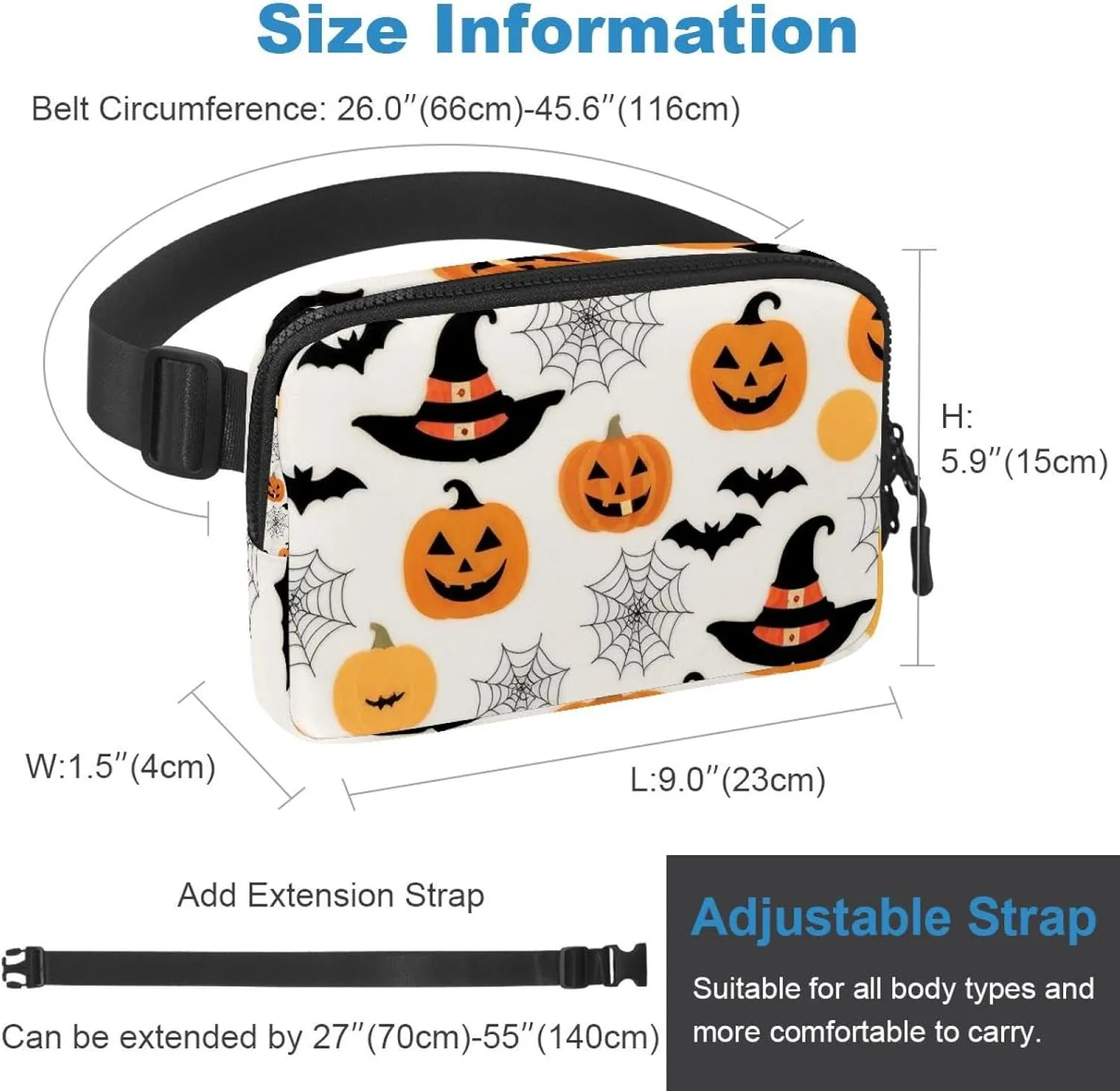 Cartoon Halloween-391 Crossbody Fanny Pack for Men&Women,Belt Bag for Travel Casual Walking Running Hiking Cycling