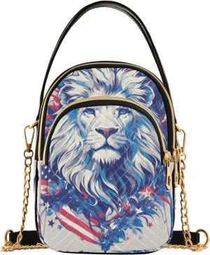 Cartoon Lion 4th Of July Independence Day trendy crossbody bags for women with multi pockets hand bag for women for adult