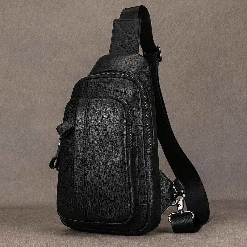 Casual Sport Leather Chest Bags for Men Anti-Theft iPad Sling Bag