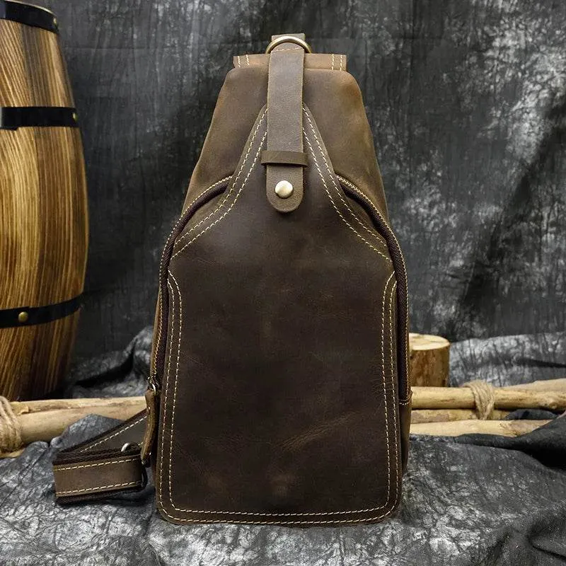 Casual Sport Leather Chest Bags for Men Anti-Theft iPad Sling Bag