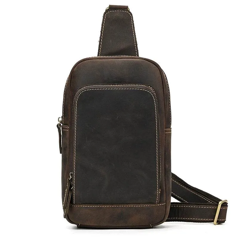 Casual Sport Leather Chest Bags for Men Anti-Theft iPad Sling Bag
