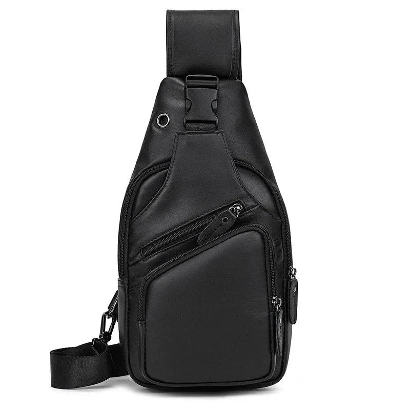 Casual Sport Leather Chest Bags for Men Anti-Theft iPad Sling Bag